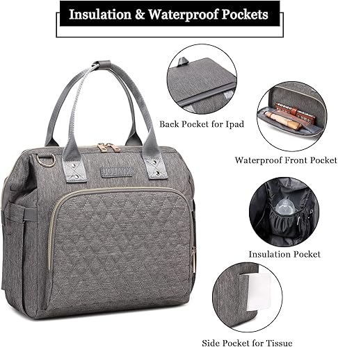 Miniatura 10 de KYALOU Bolsa de pañales pequeña, mini mochila de bebé para mamá, bolsa de viaje impermeable multifunción para niños y niñas, Negro -