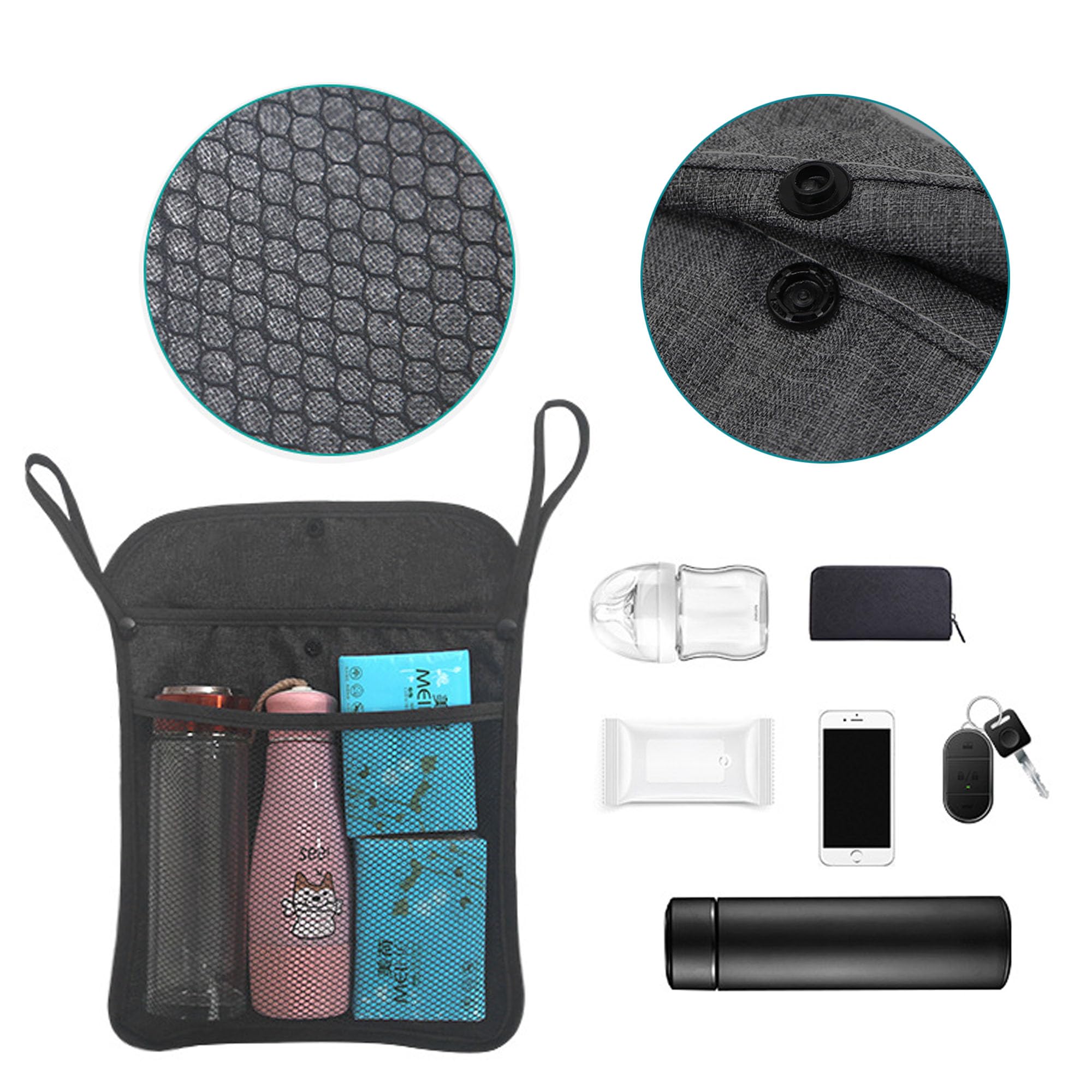 Pare soleil poussette,Poussette protection soleil,Anti uv poussette,Filet de Rangement Poussette,Sac en Maille pour Poussette,Anti UV UPF50,étanche,pour Nacelle,Landau,Couffin avec