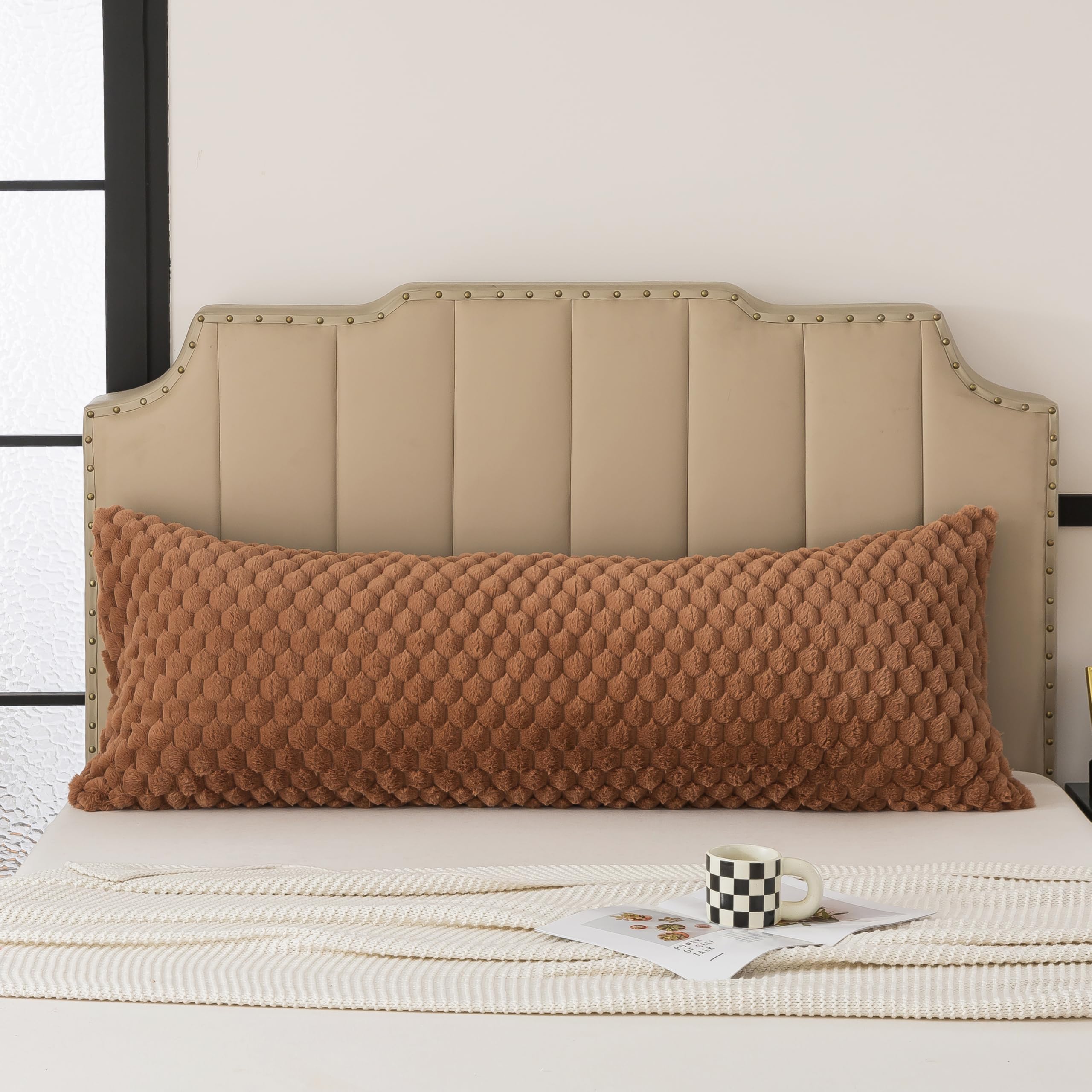 H HOUSEHOLD Double-Sided Plush Body Pillowcase Ultra Soft Cozy Perfect for Comfort and Relaxation Coffee Body Size 20