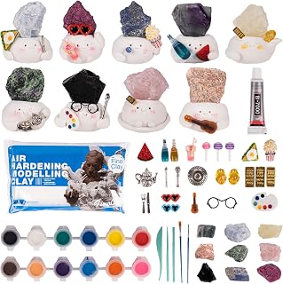 Lrtysunf DIY Clay with Crystals,Craft Kits for Adults Kids Craft Your Own Healing Crystal Holder,Office Home Car Decor,Crafts for Parties,Fragrance Diffuser Stone,Handicraft Enthusiasts