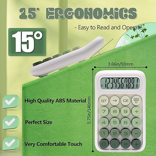 Miniatura 4 de Calculadora de interruptor mecánico, 10 dígitos, pantalla LCD grande, morado, botones grandes, estética