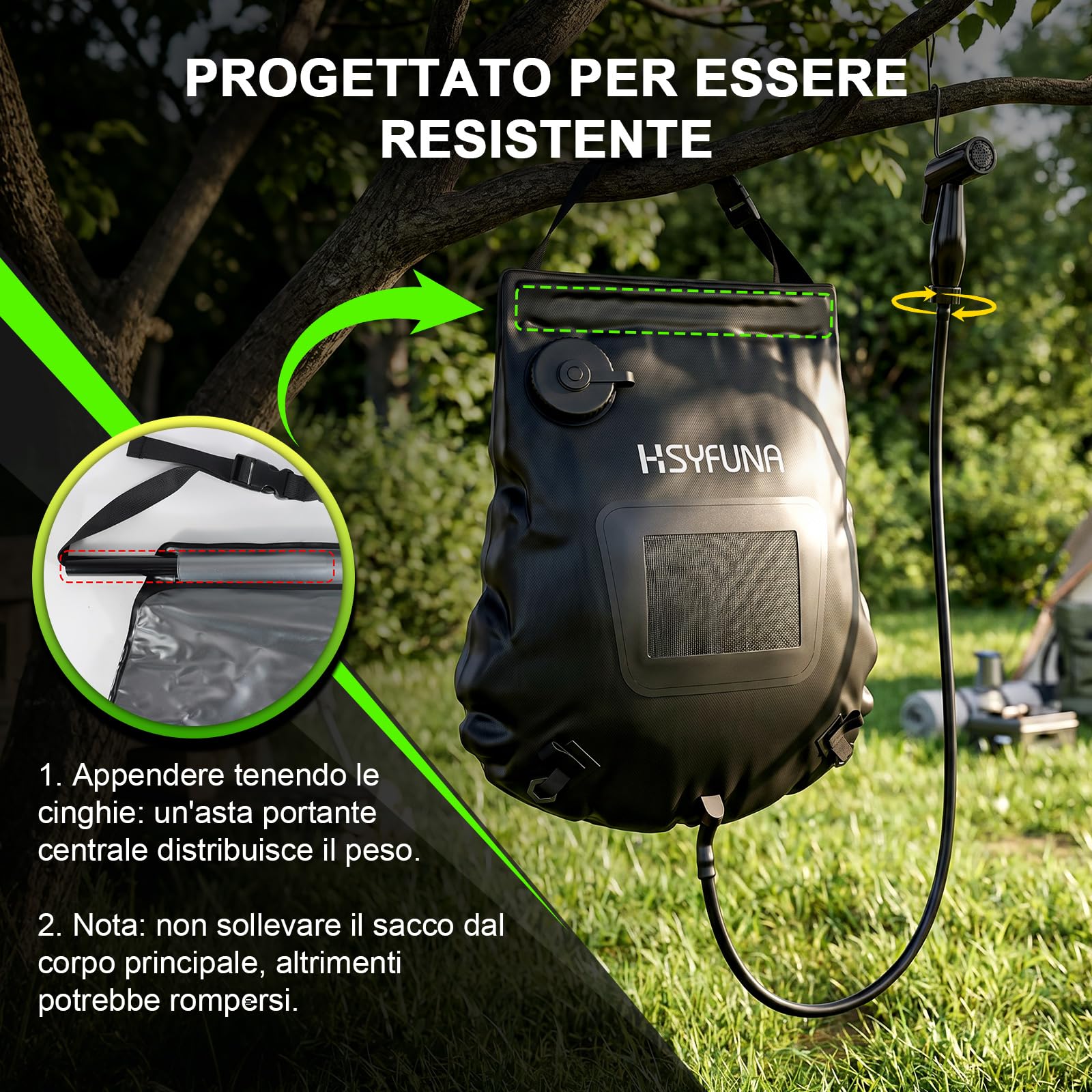 Doccia da Campeggio,5 Galloni/20L con Visualizzazione della Temperatura Doccia Solare Campeggio,Acqua Calda 45 ° C Doccia da Campeggio All'Aperto,per l'escursionismo Arrampicata