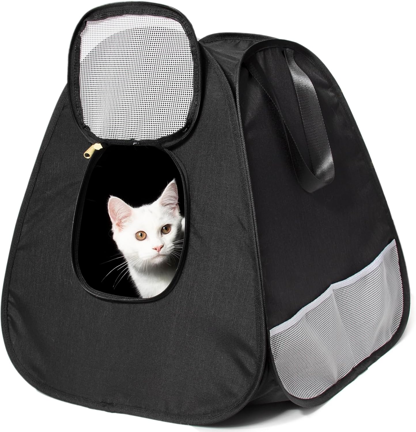 Large Portable Upgrade Travel Cat Litter Box,Leak-Proof, Lightweight, Foldable Cat Playpen (Black, 17.7" Lx17.7 Wx19.6 H
