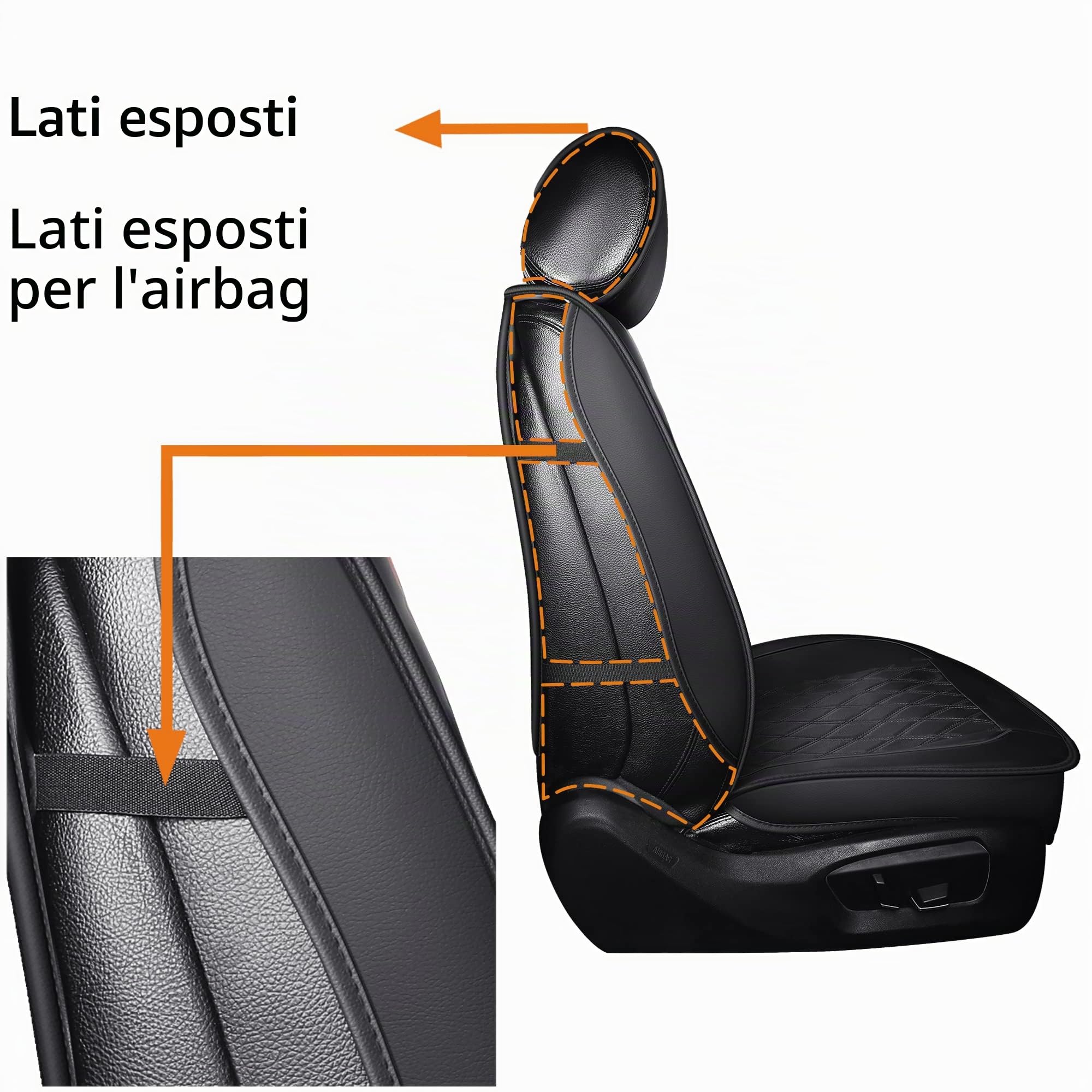 Coprisedili Anteriori Auto in Pelle PU di Lusso - Impermeabili e Compatibili con Airbag Laterale - Universali per la Maggior Parte delle Auto - Protezione di Alta Qualità per i Tuoi Sedili