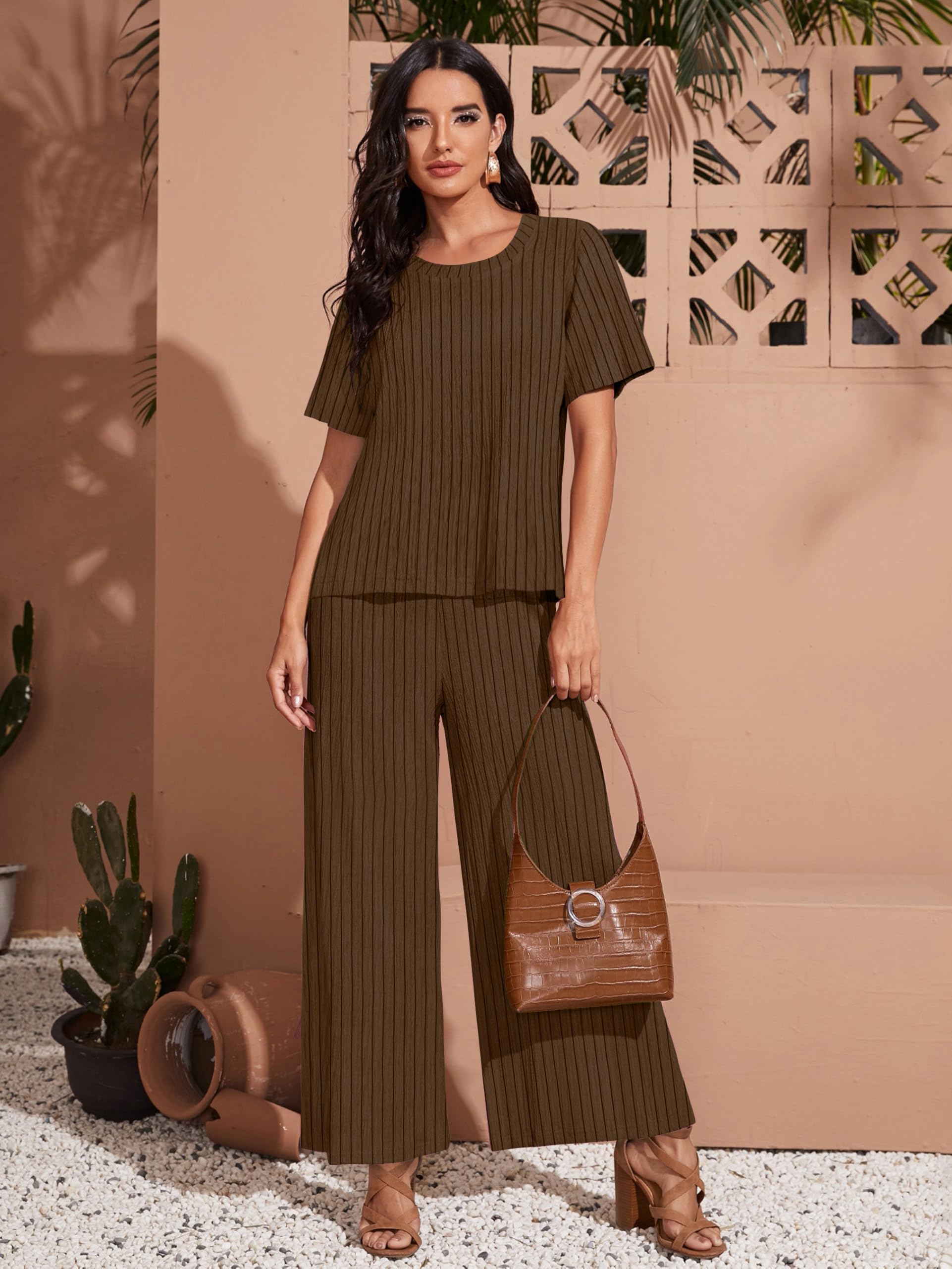 Toochki Pigiama da donna con top e pantaloni, tuta da notte coreana, set leggero con stampa a righe, biancheria da notte morbida e confortevole per ragazze e donne, set coordinato