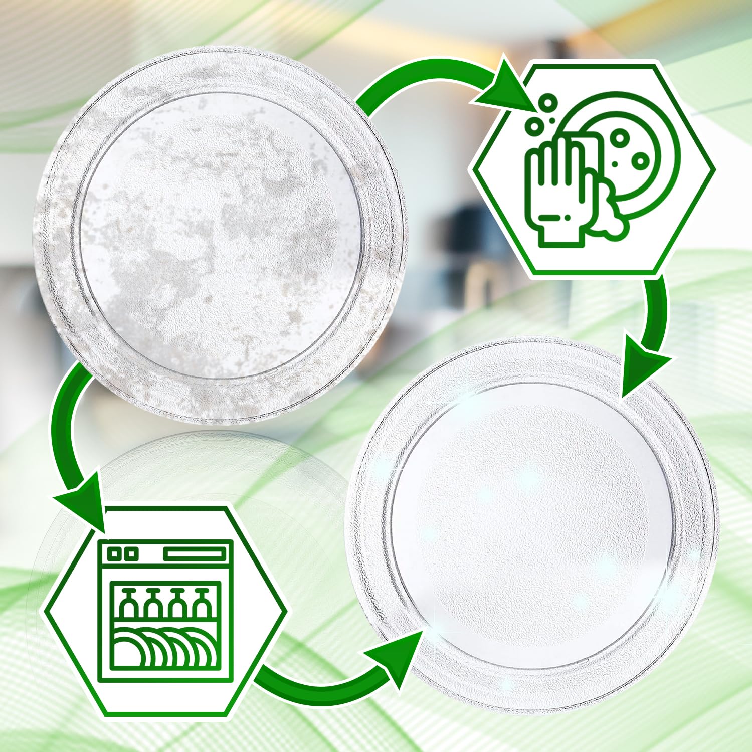Cristal Plato Microondas Universal con un Diámetro Ø 24,5 cm Apto para LG y Otras Marcas con una Plato Microondas 245 mm - En el Juego Soporte Plato Microondas - ONIX TECH