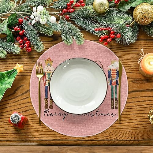 Miniatura 8 de Artoid Mode Juego de 6 manteles individuales de Navidad con diseño de cascanueces de acuarela, 12 x 18 pulgadas, para fiestas, cocina, comedor
