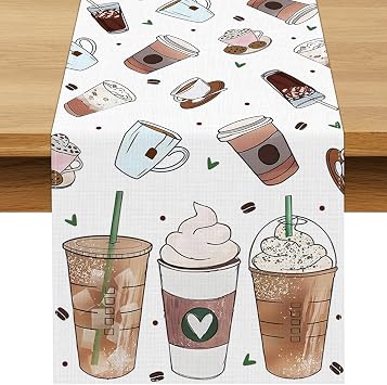 Coffee Party Decorations Table Runner A Baby is Brewing Baby Shower Latte Fun Coffee Birthday Party Supplies Room Home Kitchen Island Decor