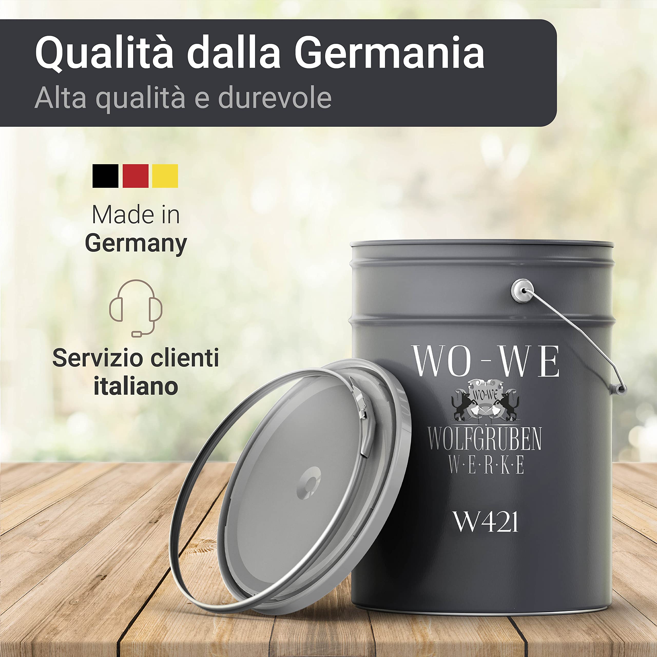WO-WE Pittura colorata opaca per legno vernice acqua mobili protettiva W421 Grigio antracite sim. RAL 7016-5L