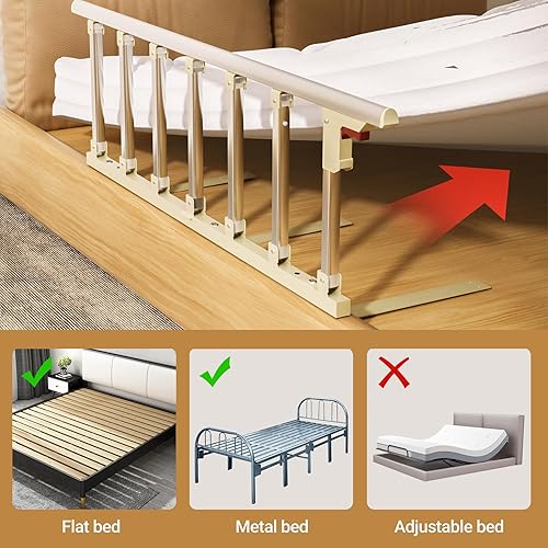 Miniatura 6 de Rieles de cama para adultos mayores, barandillas plegables de 40 x 16 pulgadas para personas mayores, aptas para cama matrimonial, individual, king,