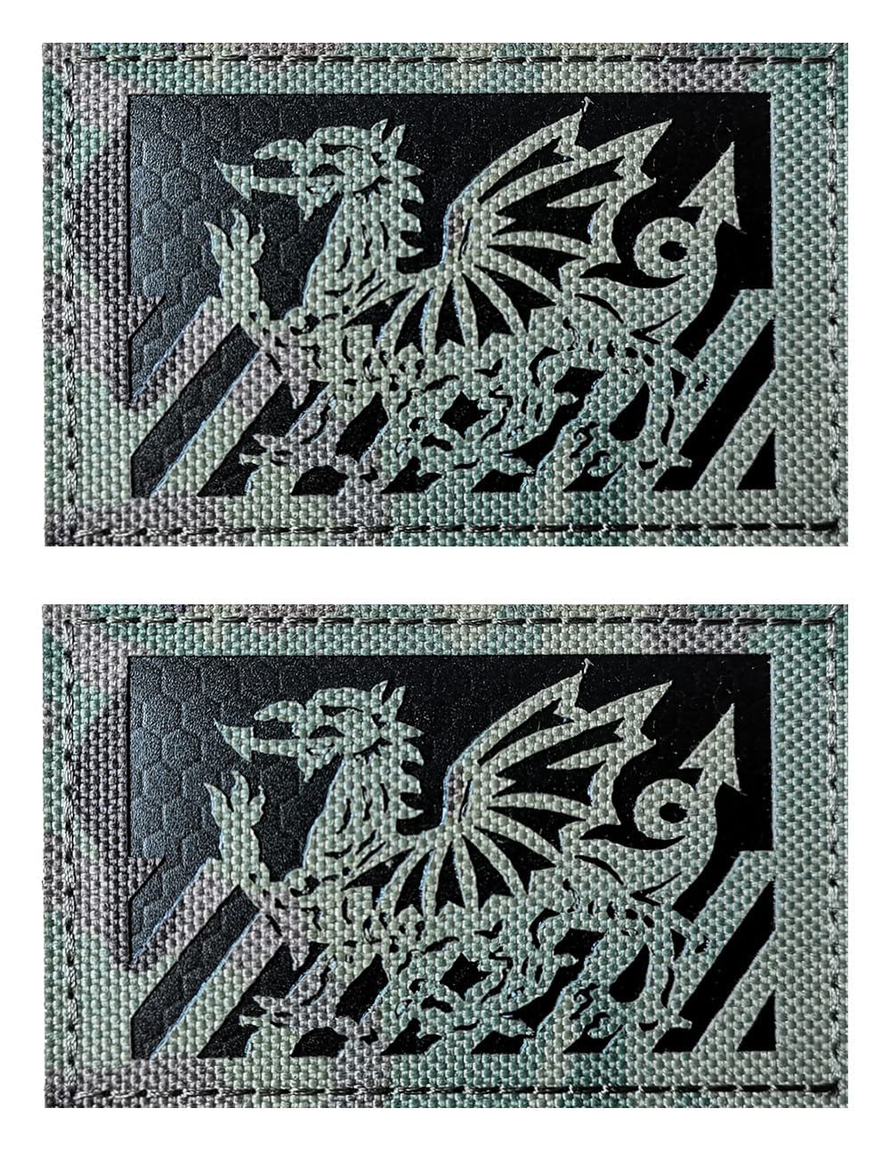 AliPlus 2PCS Wales Flag Patches IR Infrared Reflective Patches Laser Cut Patch Tactical Morale Patch Hook and Loop(CP)