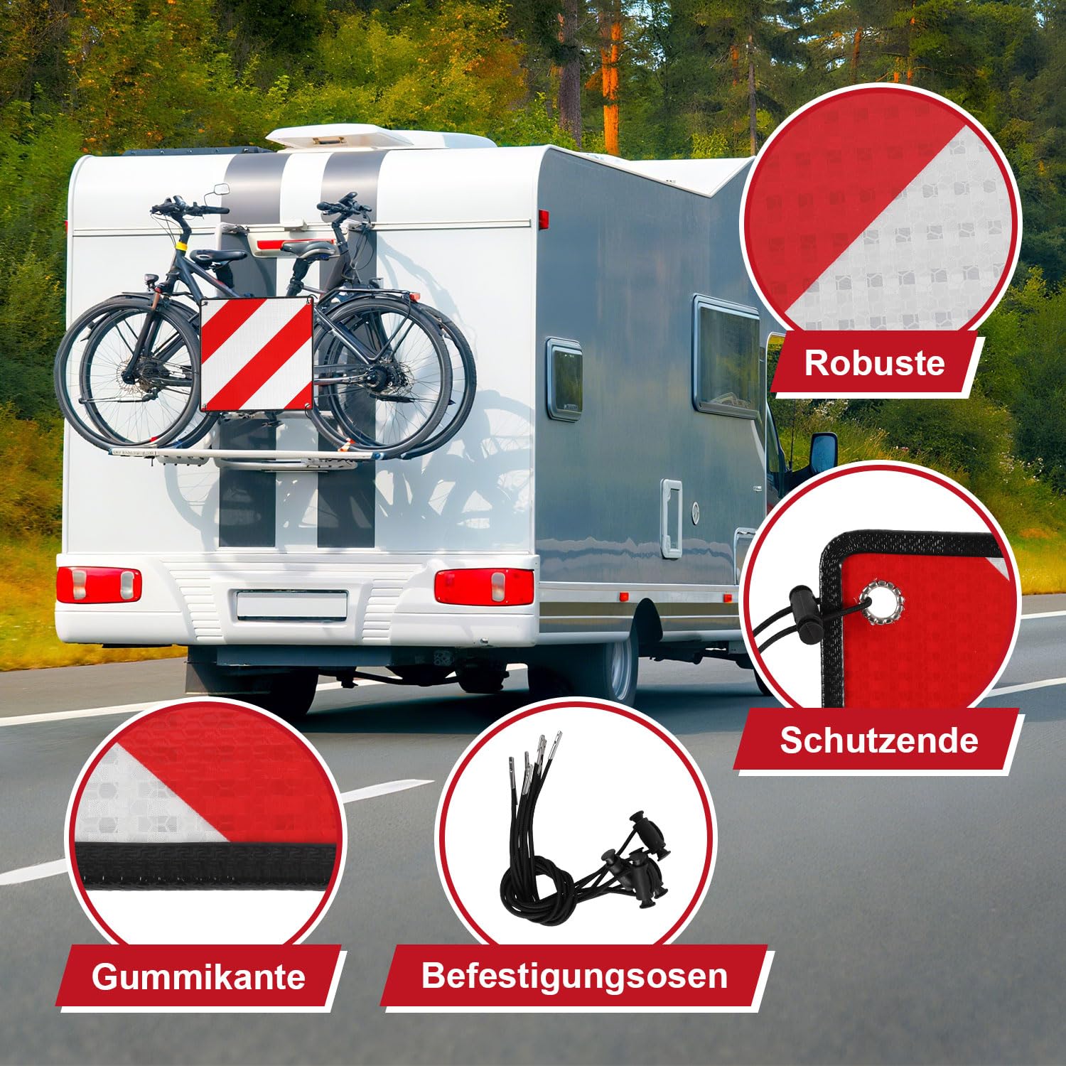 Lospitch Panneau d'avertissement Italien et espagnole 2 en 1, Panneau de signalisation en Aluminium pour l'Italie et 50x50cm, Panneau de signalisation réfléchissant pour Porte-vélos