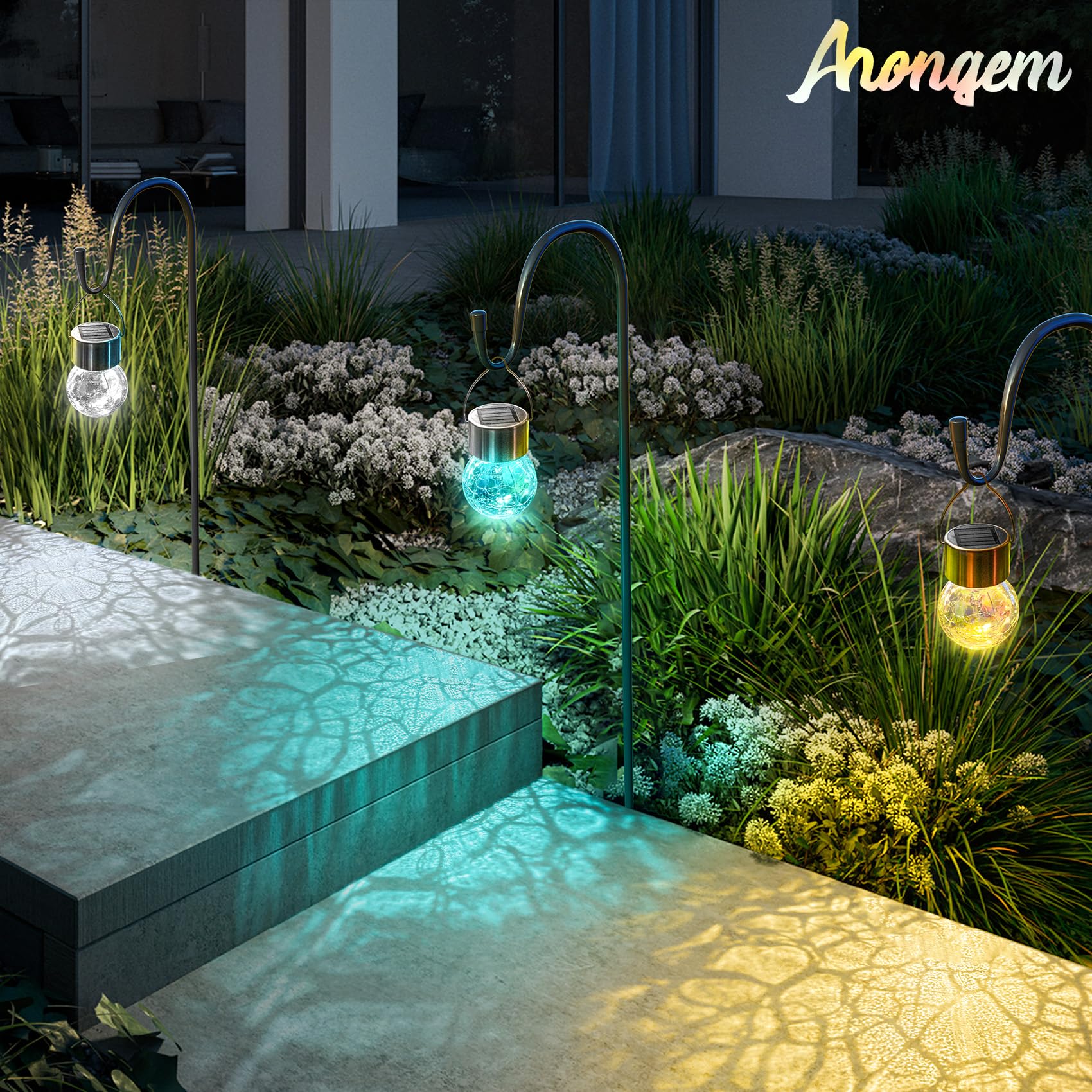 Luces solares colgantes impermeables para exteriores, Ahongem, decoración de globos para jardín, faroles de globo alimentados por energía solar, regalos de boda y cumpleaños