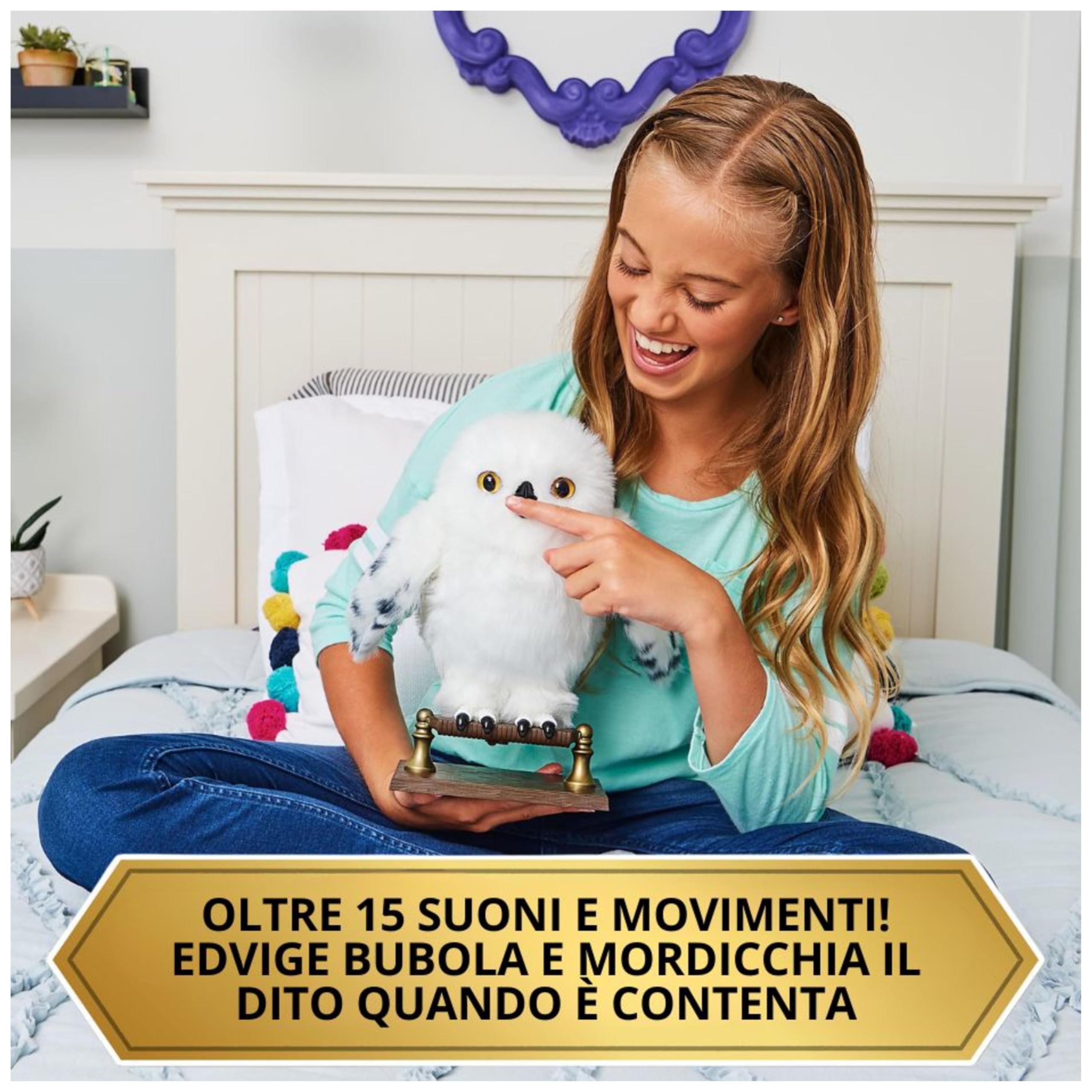 Wizarding World | Civetta Edvige interattiva di Harry Potter | 15 suoni e movimenti | Reagisce al tatto e alla voce | Peluche interattivo per bambini dai 5 anni in su