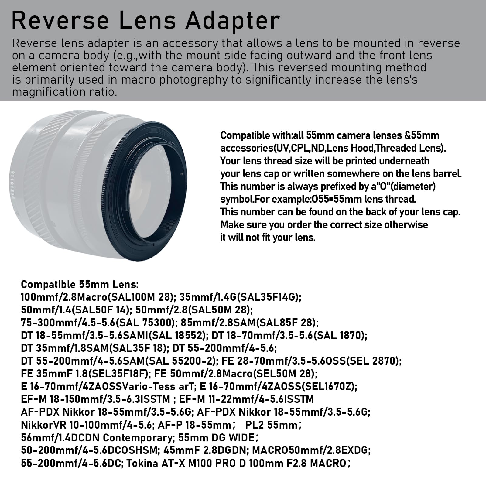 Adaptador De Anillo Inverso Para Objetivo Macro 58mm Para... | MercadoLivre