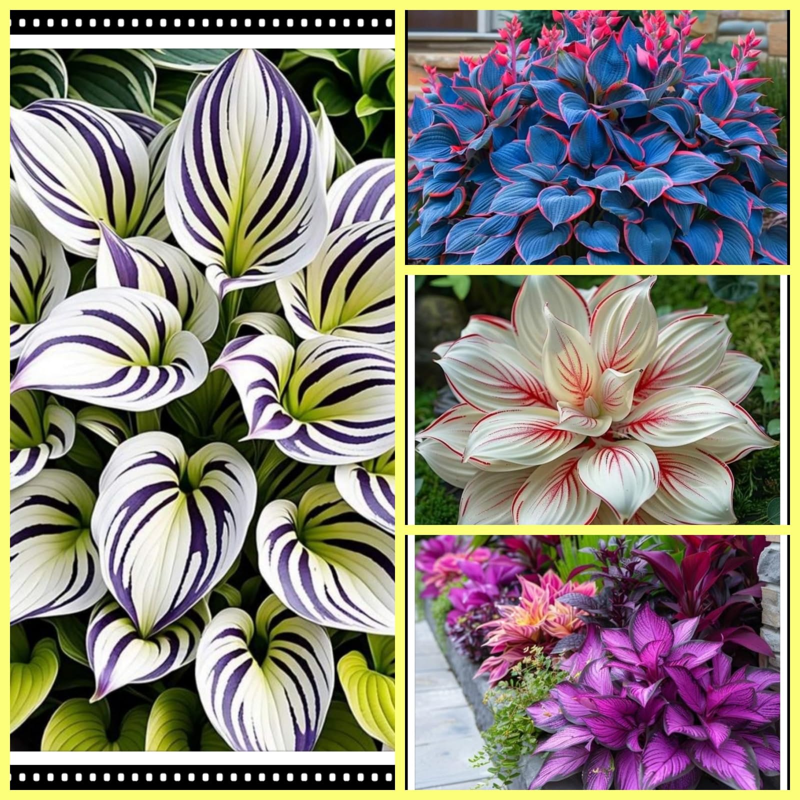 Hostas rhizomes./Mixed plantings of Gold Jade carvings Feel Beautiful.。/Vigorous Growing plants/-H-4Rhizomes