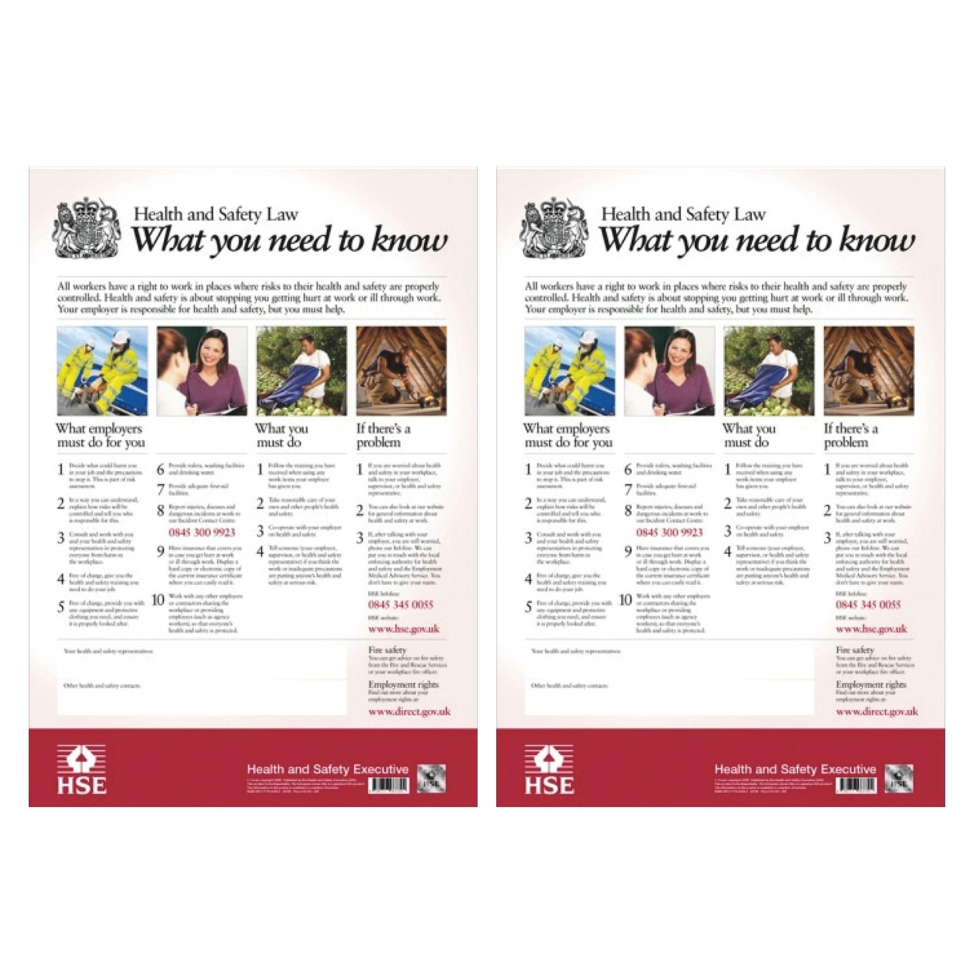 Health and Safety Law Poster 2026-2 Pack HSE Poster (A3 Laminated Office Sign) - Easy-to-Read Workplace Information Display - Durable Safety Sign for Office, Warehouse & Site Use UK