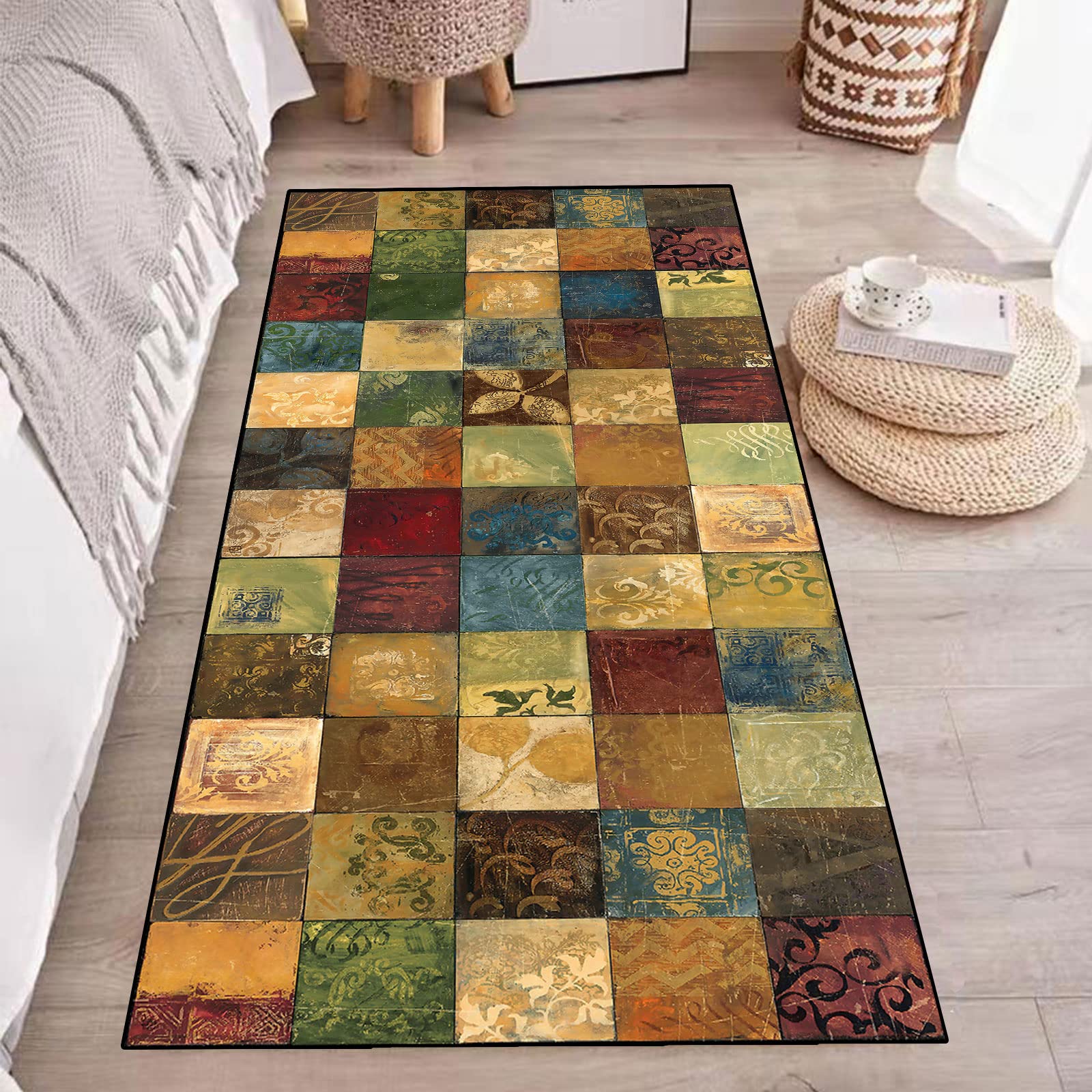 Alfombra de Pasillo Alfombra de Algodón，Lavable con Respaldo de Goma Alfombra de Microfibra，Fácil de Limpiar,Superficie Suave,Pelo Corto Alfombra para Salón Lavadero Dormitorio Corredor