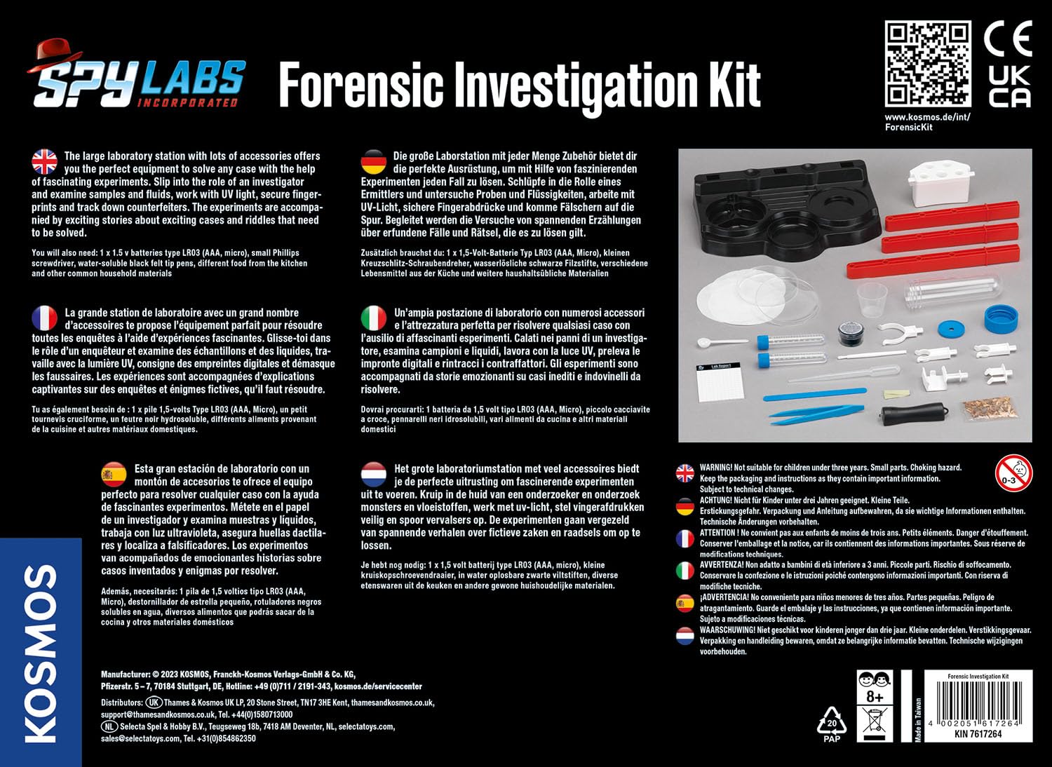 KOSMOS 617240 Spy Labs Incorporated Forensic Incorporated Investigation Kit de Laboratoire de détection, Analyse des preuves et des étuis de Solution, Jouets de détection pour Enfants, Instructions