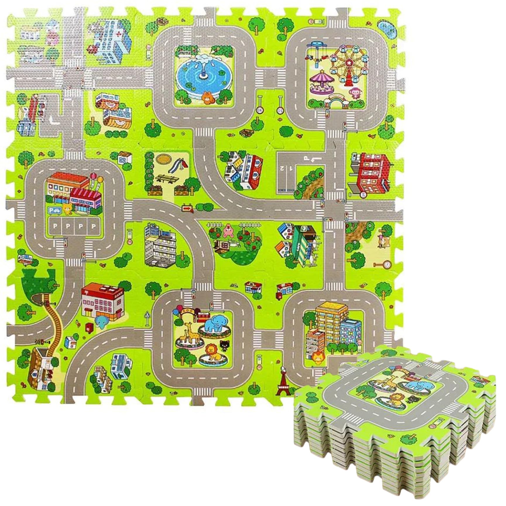 Estera de rompecabezas de espuma PE para niños puzzle de tráfico 12x12 de 9 piezas 7