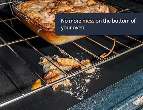 Miniatura 9 de Revestimientos de horno para la parte inferior del horno, paquete de 4 alfombrillas grandes y resistentes, 17 x 25 pulgadas, antiadherentes,