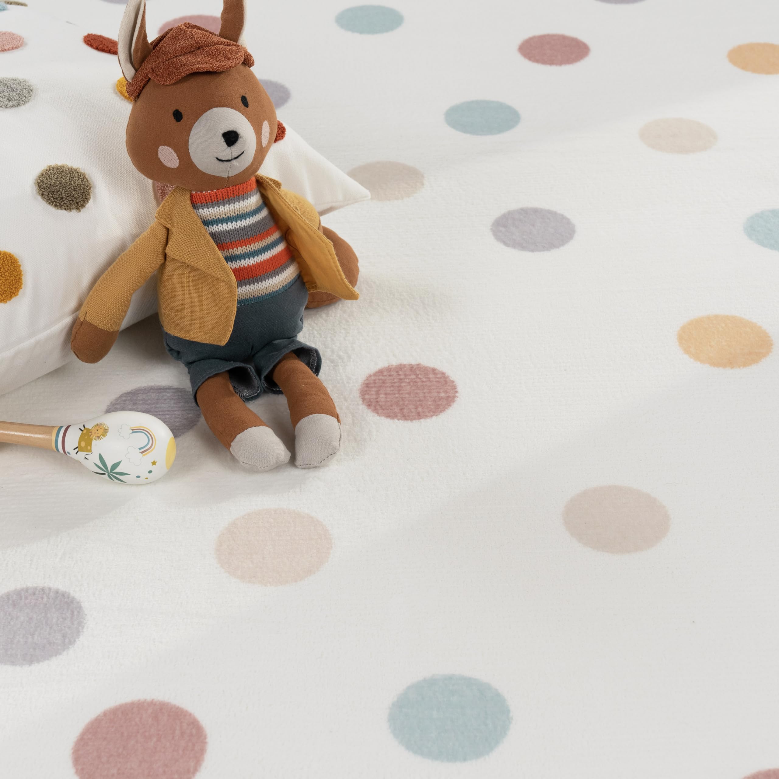 Tappeto Bambini Arcobaleno 140x200 Cm - Antiscivolo, Poliestere Morbido, Lavabile, Multicolore - Foto 3