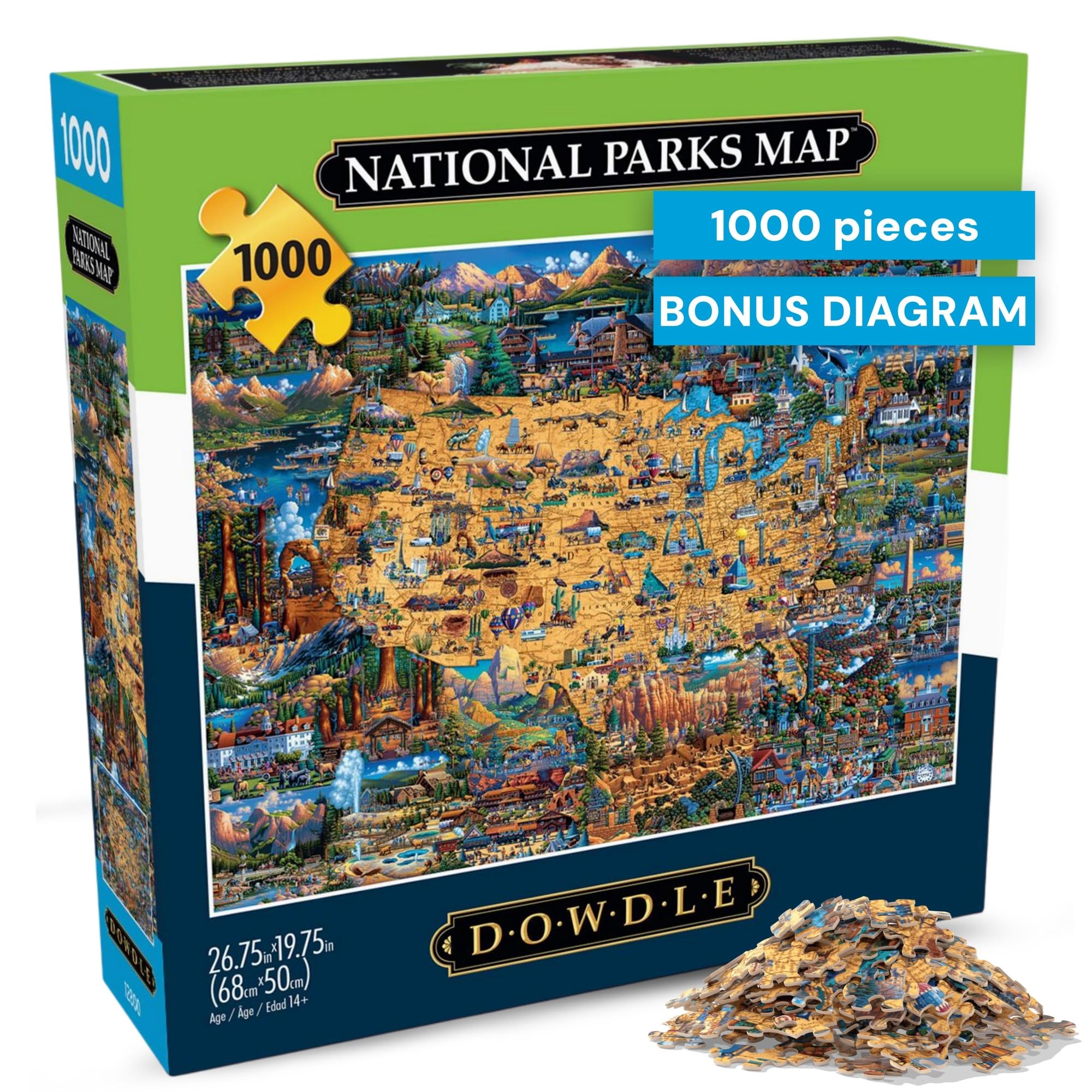 Buffalo Games - Dowdle - National Parks Map - 1000 Piece Jigsaw Puzzle for Adults Challenging Puzzle Perfect for Game Nights - Finished Size 26.75 x 19.75