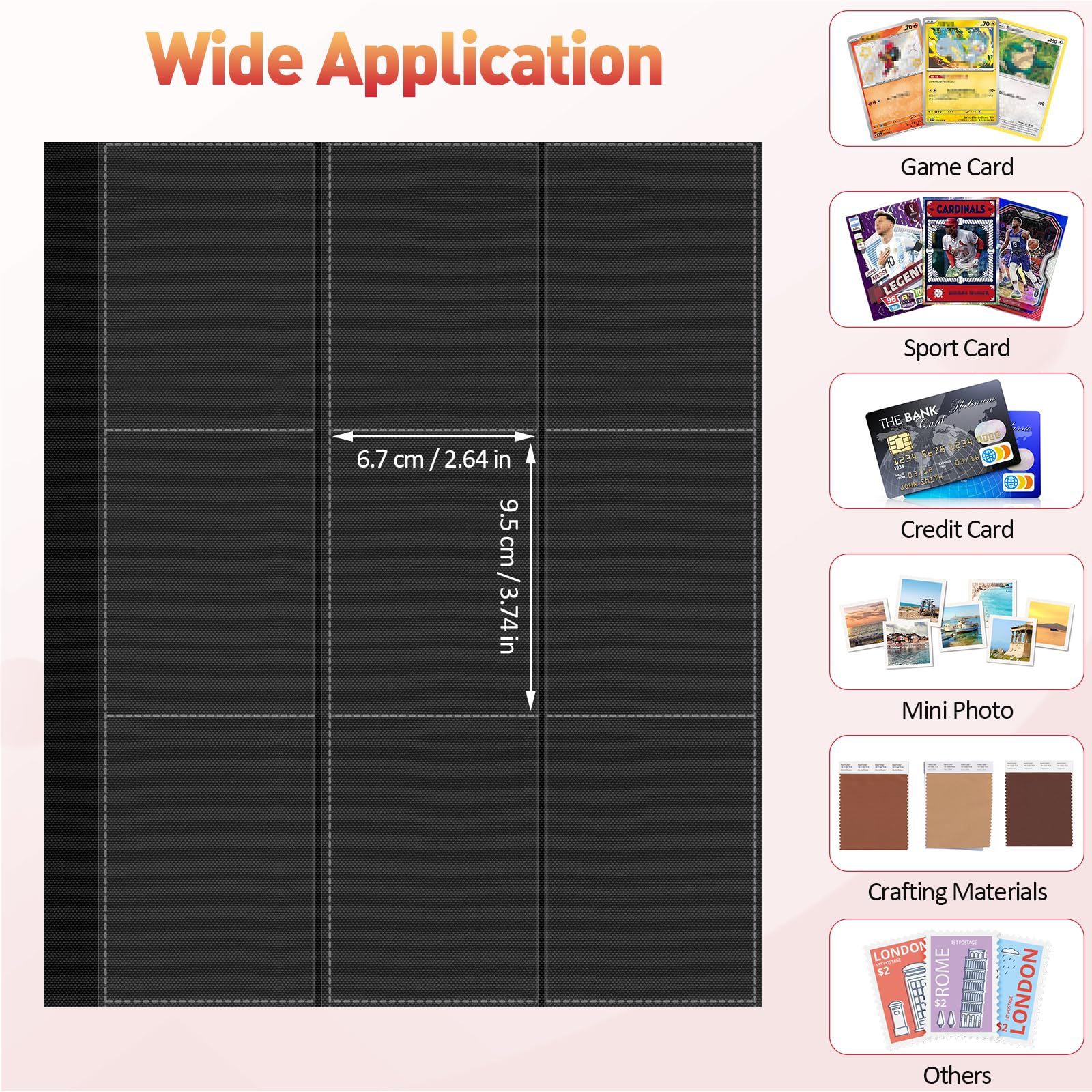 Euqvunn Raccoglitore Carte, 24 Fogli 432 Tasche Album Carte Collezionabili, Binder Cartes a Caricamento Laterale, Album Porta Cartes a Doppia Facciata, Card Binder per TCG,Sports Cards(rosso)