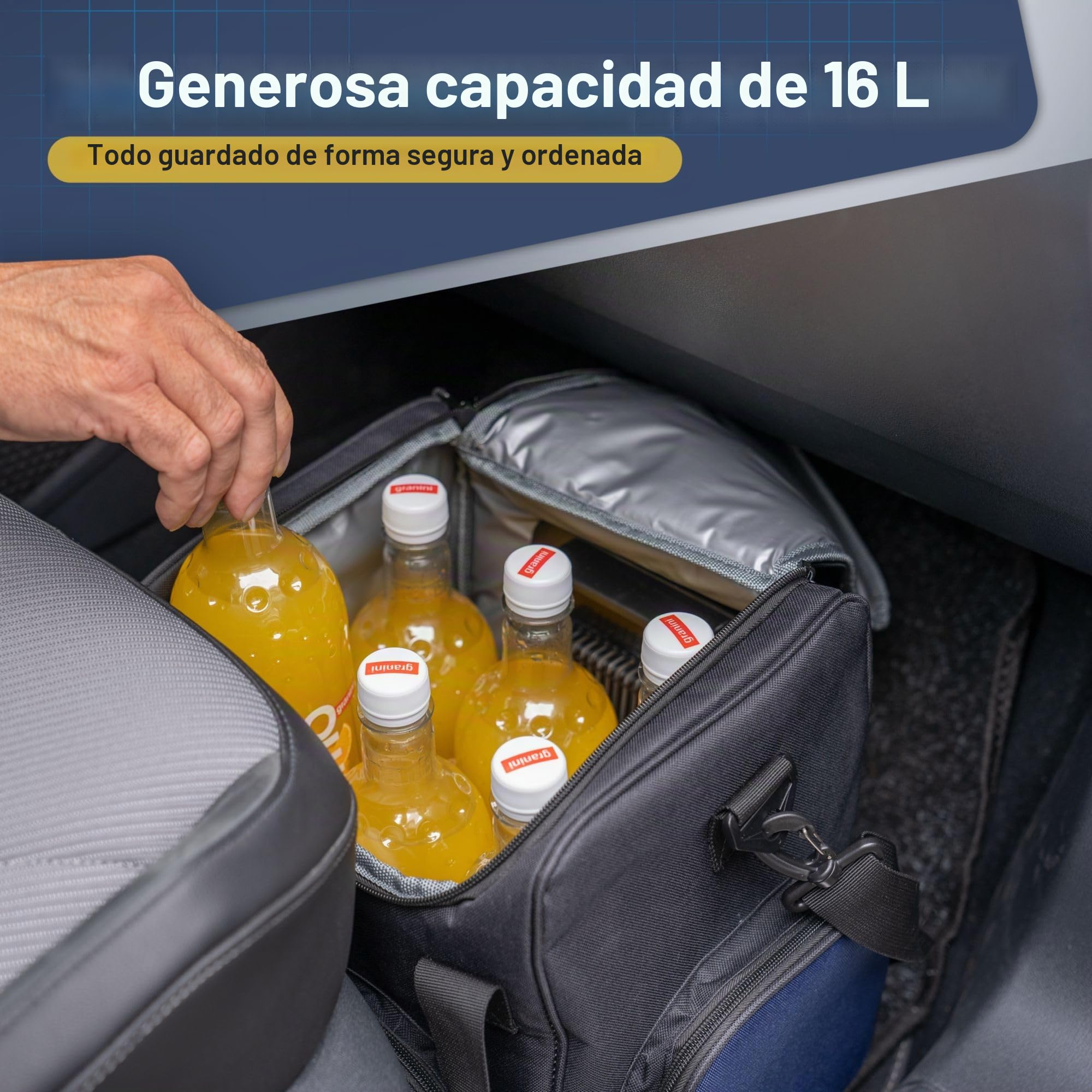 cartrend Bolsa térmica con Cable de conexión de Coche de 12 V, 1,50 m de Largo, Correa de Hombro Ajustable, Revestimiento Interior de fácil Cuidado, Varios tamaños