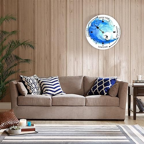 Miniatura 4 de Reloj de marea de madera, acuarela, surf, costa este, océano, reloj de marea de madera con marea alta y baja, reloj vintage para colgar en la pared,