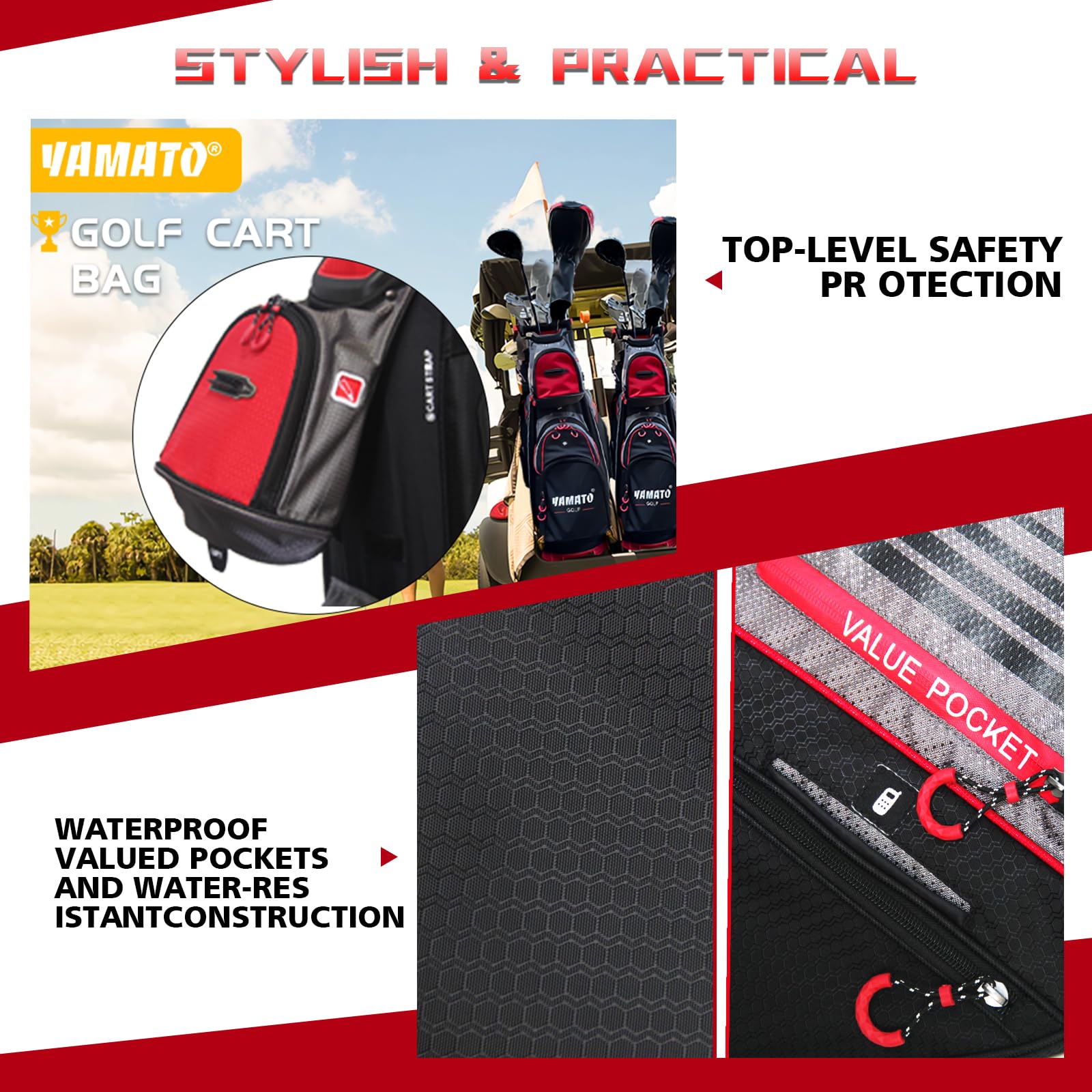 Yamato Borsa da golf cart 14 vie organizer divisorio superiore con manici borsa termica di valore e copertura antipioggia design super leggero nuova versione 1.0