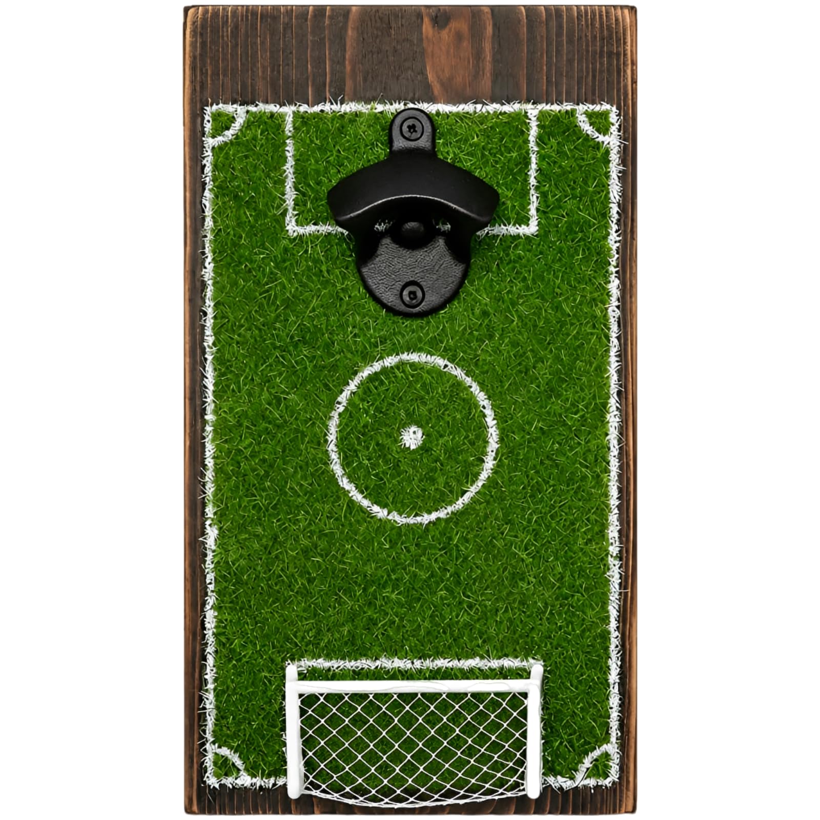 Fußballfeld Flaschenöffner zur Wandmontage, Wandöffner aus Gusseisen mit Flaschenverschluss Auffangnetz, für Partykeller Deko, Geschenkidee für Fußballfans und 2026 Viewing Party