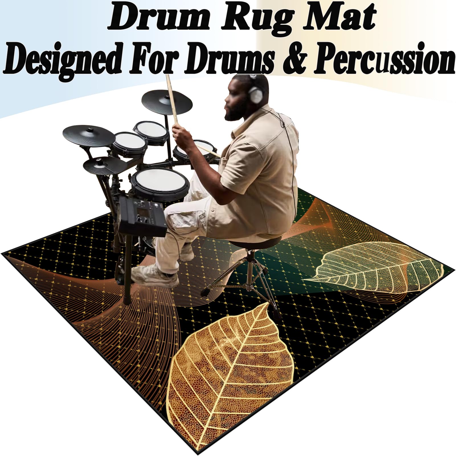 Dźwiękoszczelna mata bębnowa 120 x 100 cm antypoślizgowa mata do perkusji akustycznej profesjonalna osłona bębna do instrumentów muzycznych Snare Drum