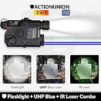 Vista 3 de ACTIONUNION Airsoft PEQ-15S Pro UHP láser azul visible + láser IR + linterna LED blanca