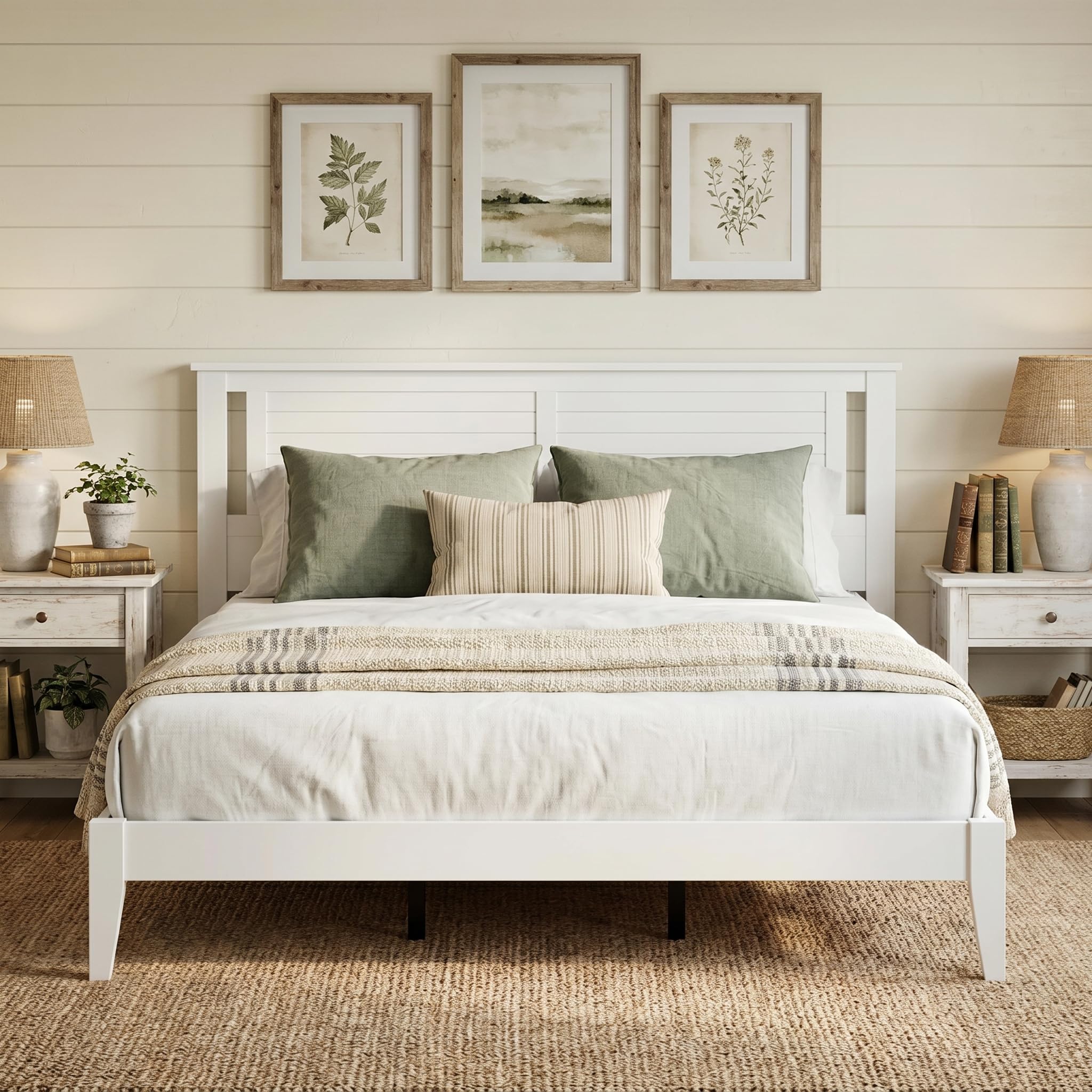 Amazon.com: ComfIQ Solid Wood Platform Bed with Wooden Slats