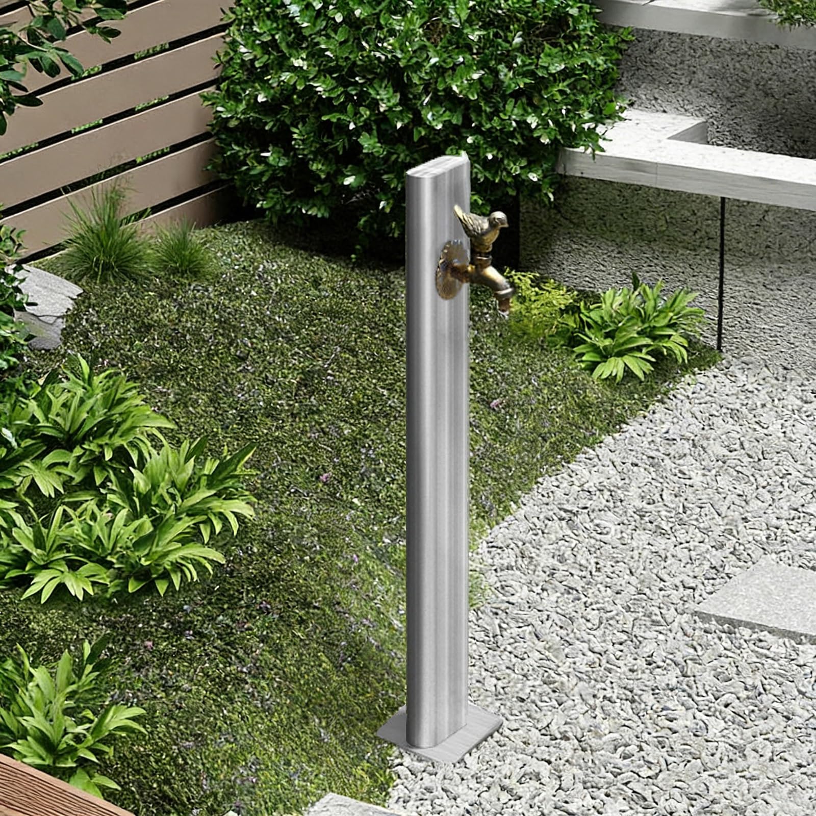 Manguera de jardín con grifo, grifo de agua independiente, hidrante de jardín decorativo con entrada lateral y entrada inferior, columna de agua al aire libre para un fácil acceso