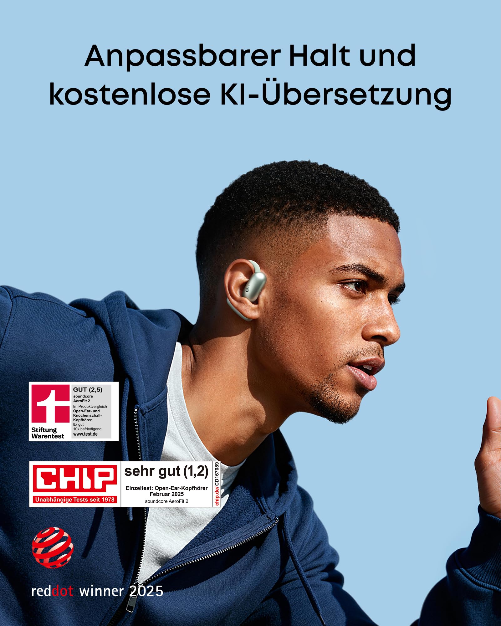 soundcore AeroFit 2 by Anker Open Ear Headphones, AI Translation,  Adjustable Ear Hooks, Firm Hold, Deep Bass, Hi-Res Audio, 42h Playtime,  Bluetooth ...