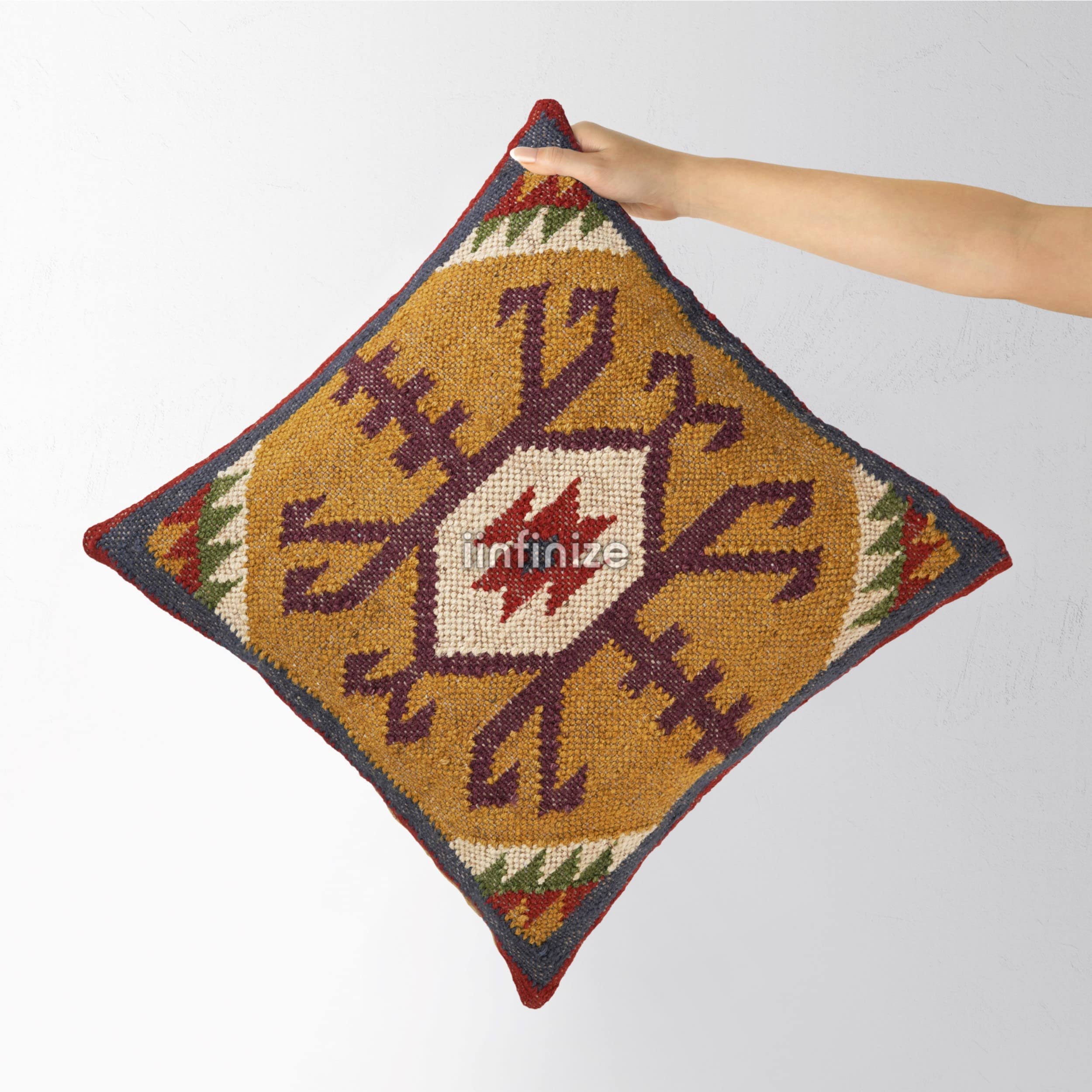 Housse de coussin en toile de jute pour salon bohème naturel