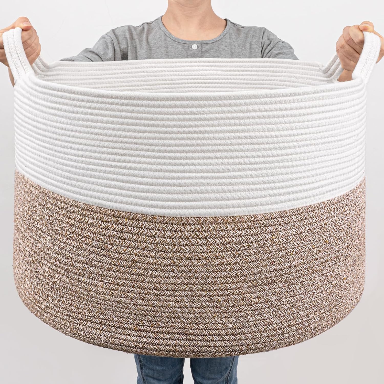 Av Shop Extra Large Storage Woven Laundry Basket Jute Laundry Basket, Wicker Blankets Pillows Storage in Living Room Baby Nursery [15X20 INCH])-image-26