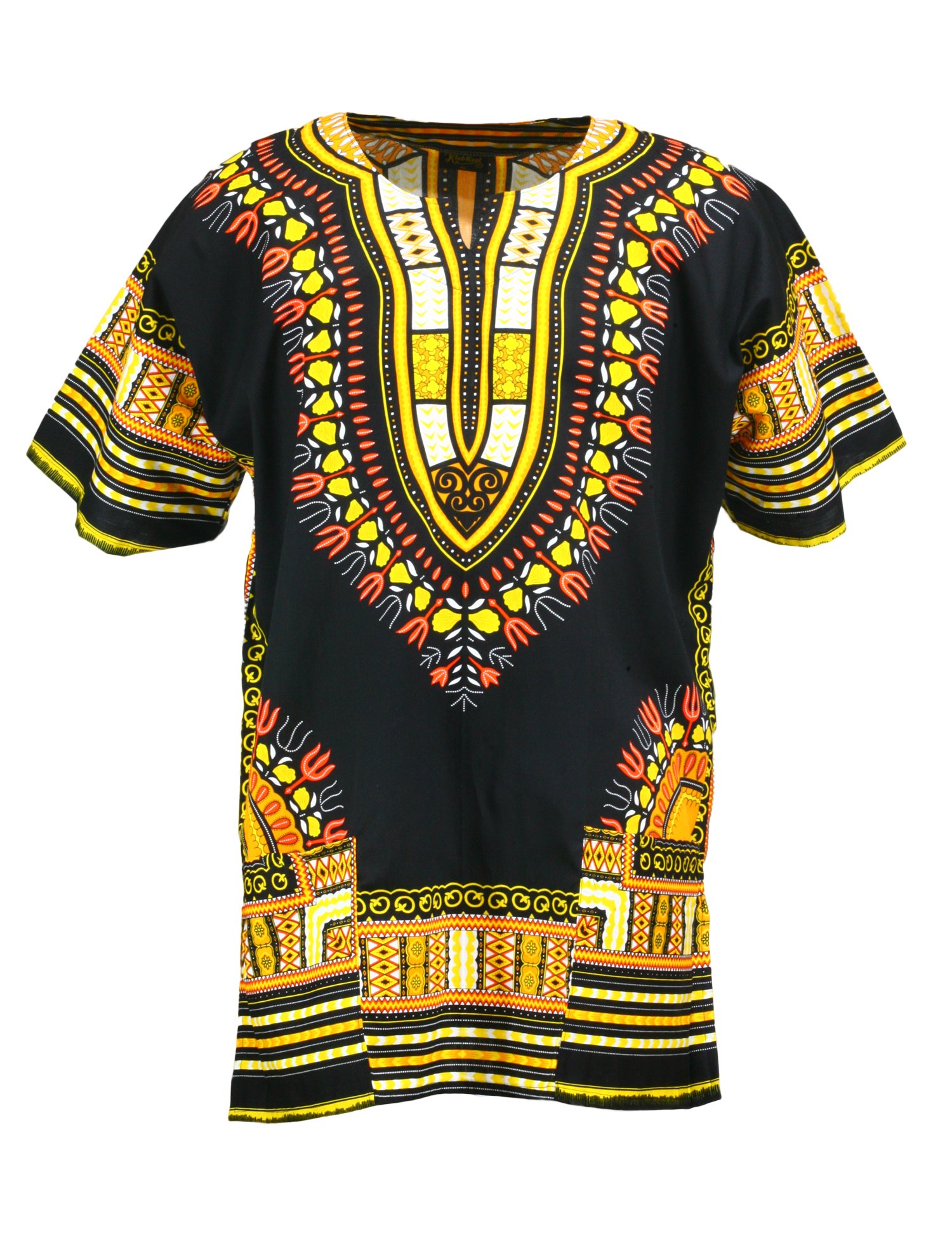 KlubKool Dashiki Shirt Tribal African Caftan Boho Unisex Top Shirt - Multi - Large