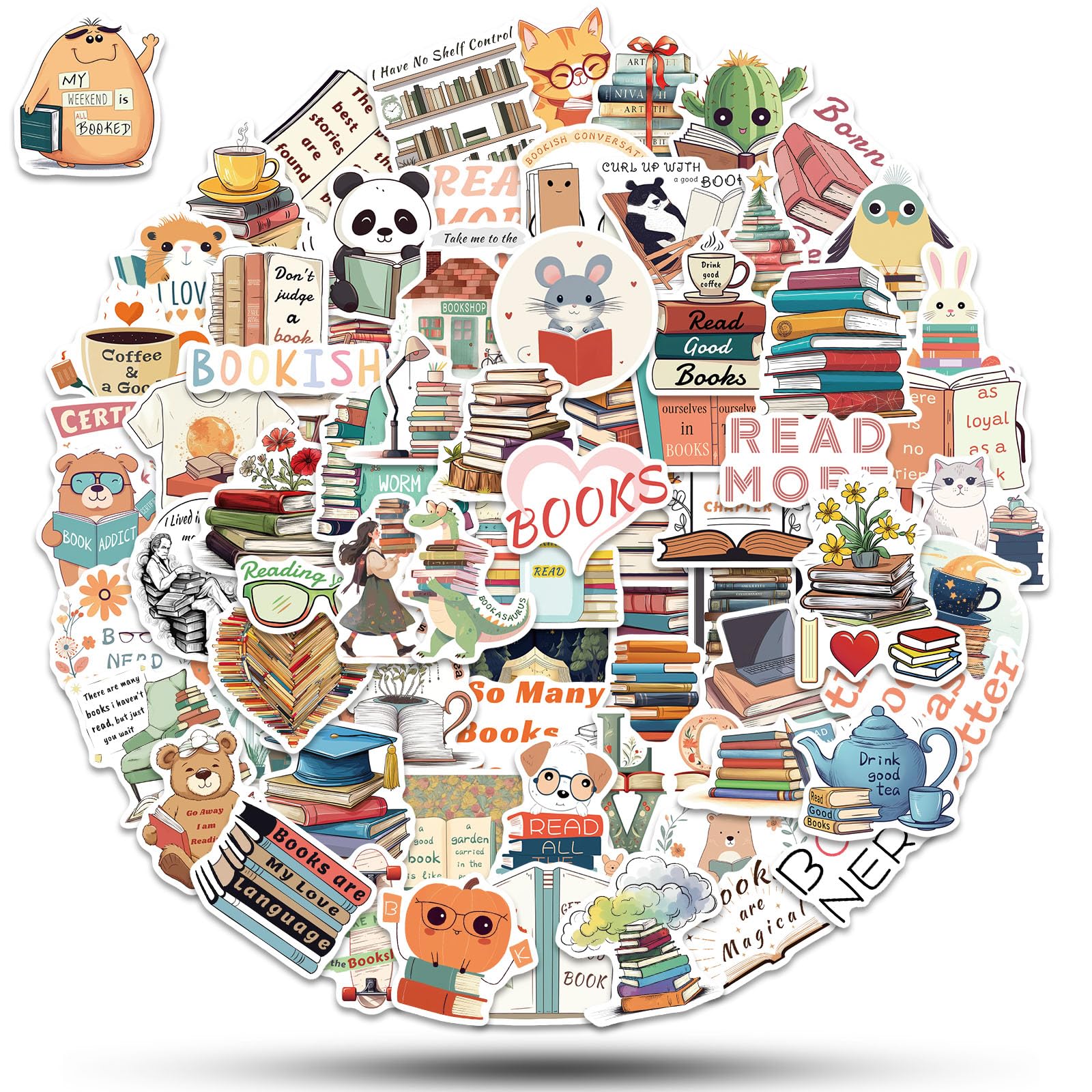 100 Pcs Reading Book Stickers for Kindle Water Bottles Laptop, Bookish Reading Stickers, Book Lovers Gifts Accessories, Reading Rewards Stickers for Students, Cute Decorations for Kids Adults