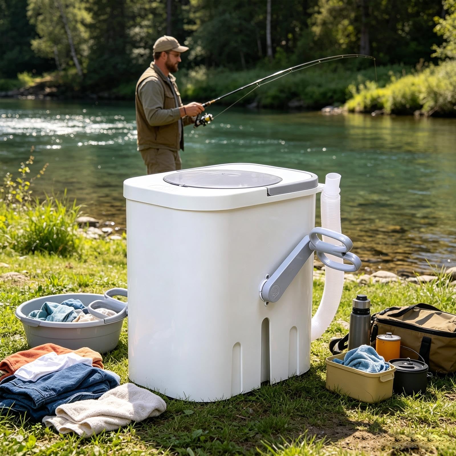 Mini Lavadora Portatil con Centrifugado Sin Electricidad Lavadora Camping