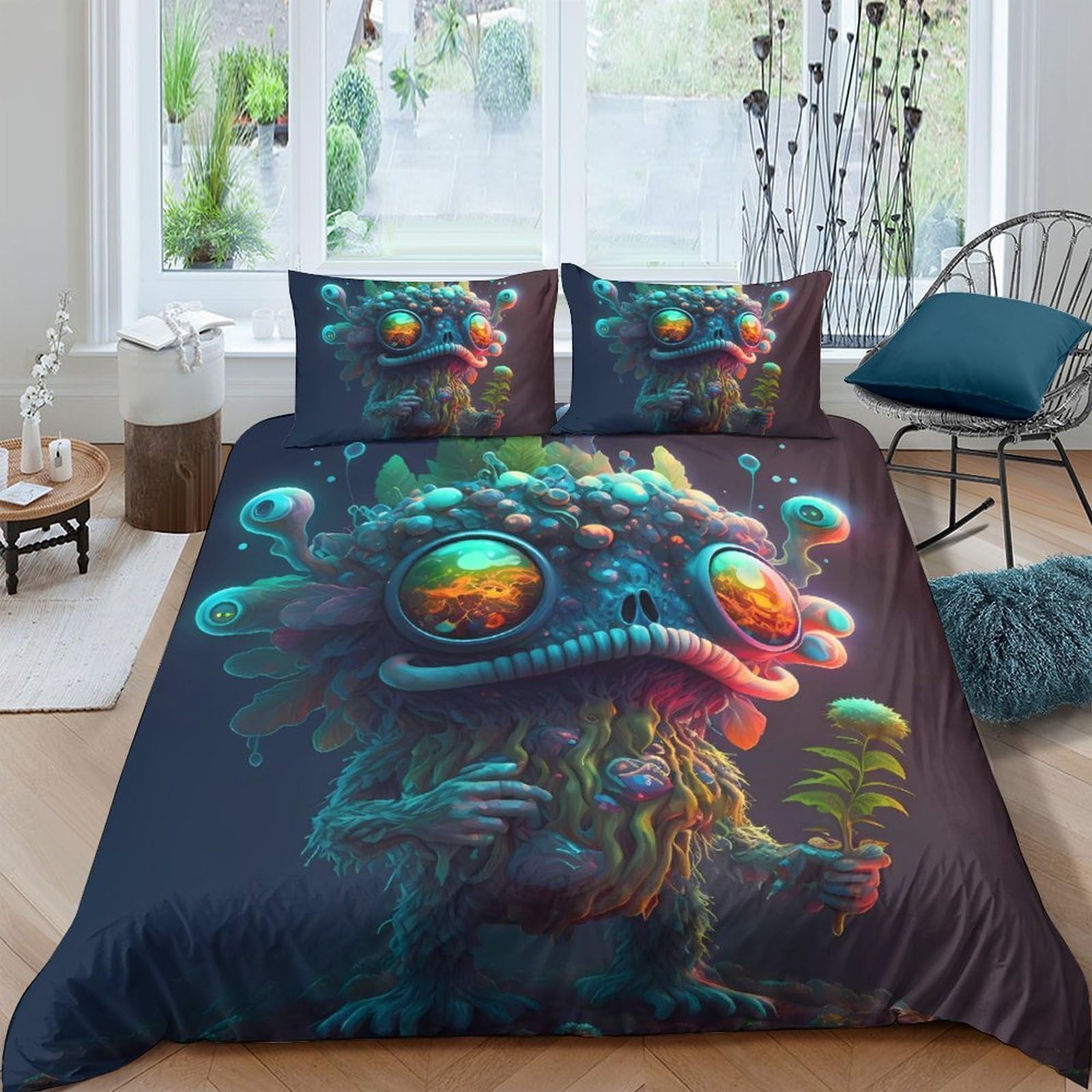 Ctjqhvkz Style-10 3D Printed Fantasy Monster Fitted Sheet Microfiber Vibrant Creature Bed Cover For Bedroom Guest Room Dorm Decor Single（135X200cm）