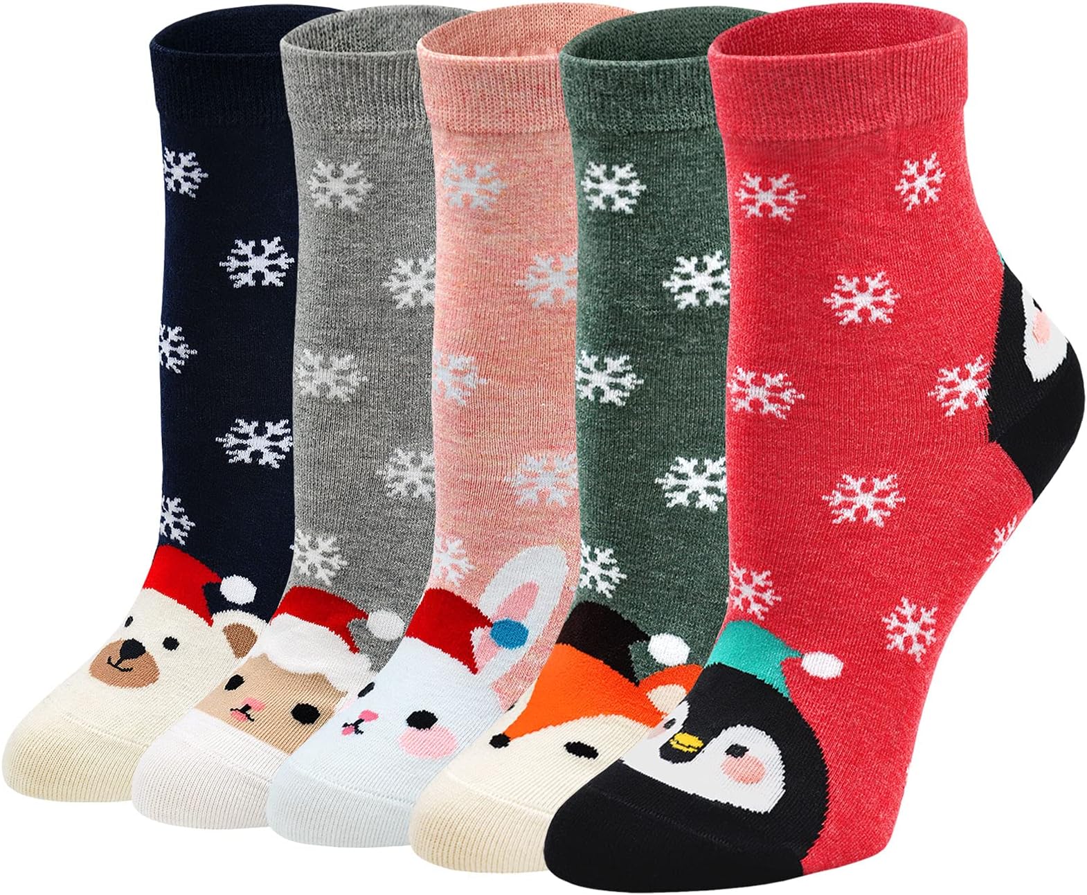 Christmas Socks for Women Novelty Xmas Festive Socks Funny Cotton Rich Crew Socks Fantastic Gift Idea for ladies and girls 4/5 Pairs