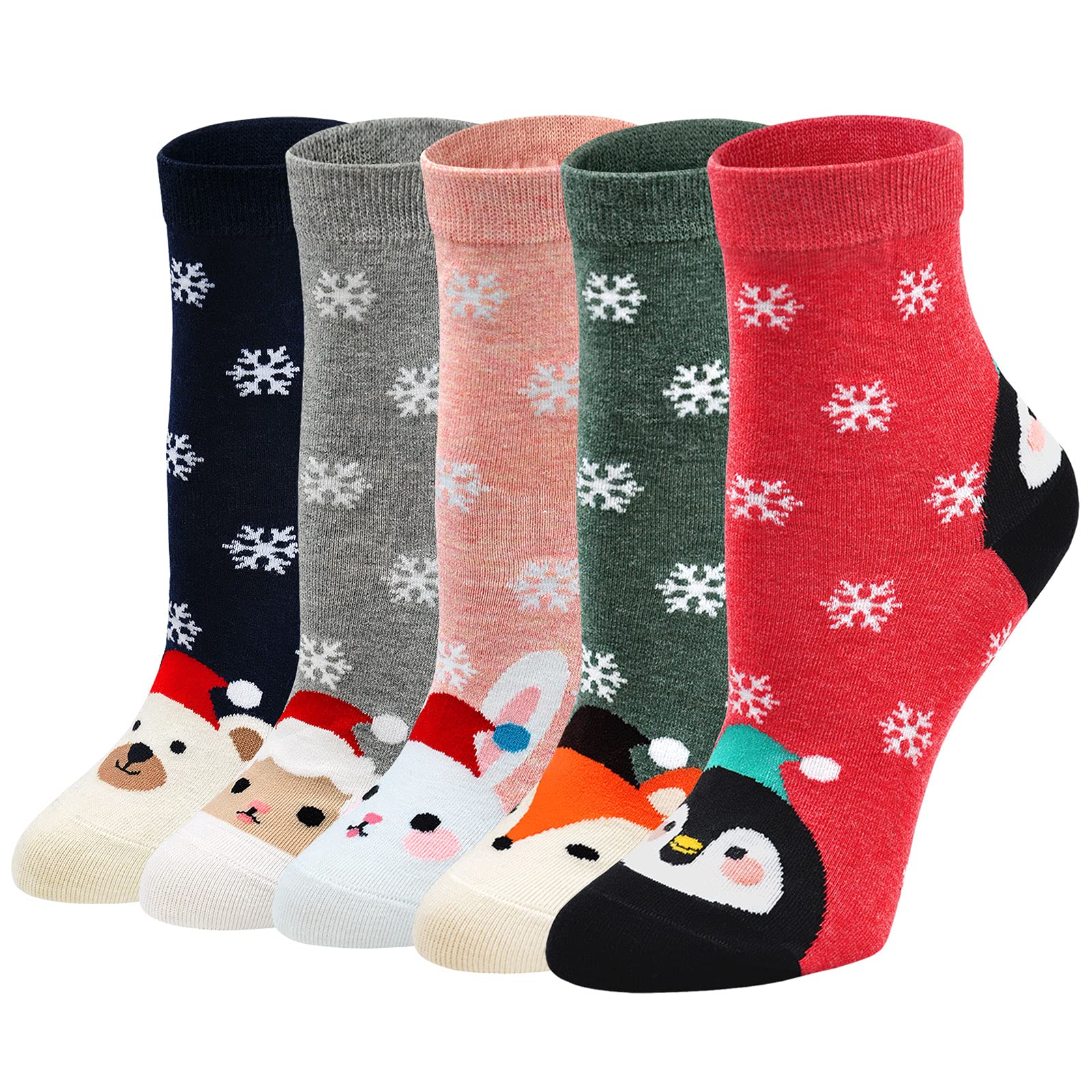 Christmas Socks for Women Novelty Xmas Festive Socks Funny Cotton Rich Crew Socks Fantastic Gift Idea for ladies and girls 4/5 Pairs