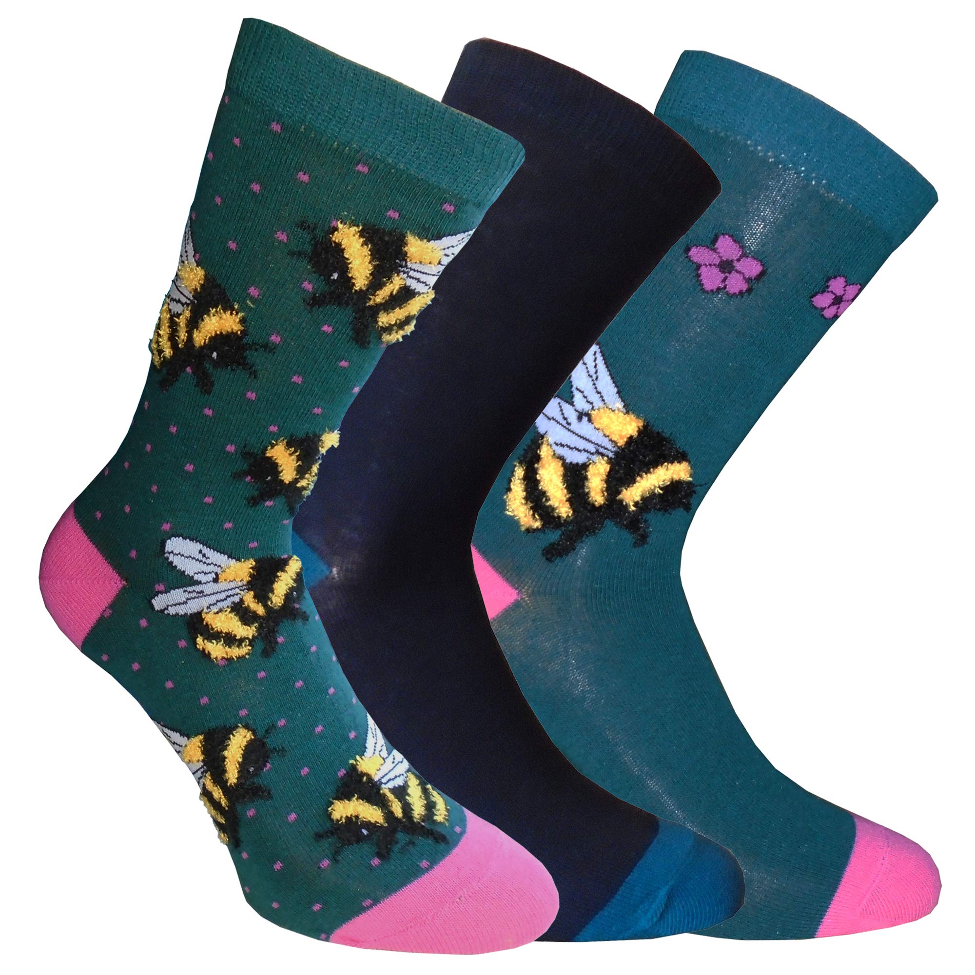 i-Smalls Ladies Wild Feet Cotton Rich Novelty Buzzing Bee Socks Size 4-8