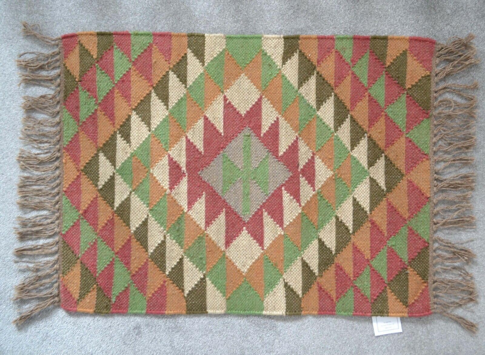 Tapis Kilim en laine et jute - Tapis bohème tissé à la main pour salon, chambre à coucher, couloir (200 x 300 cm)