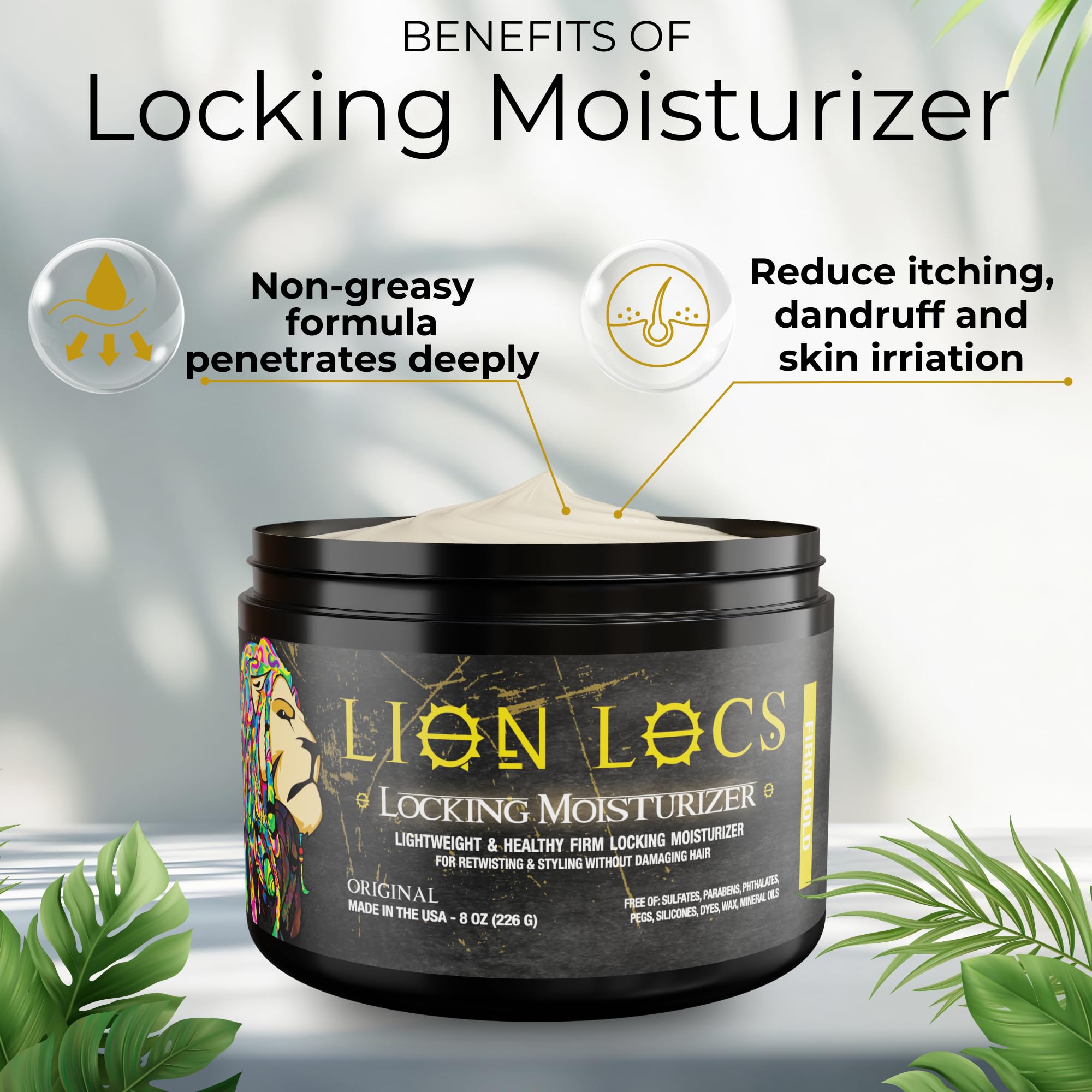 Lion Locs Firm Hold Hair Locking Dreadlock Gel Cream for Dreadlock - Duży pojemnik (236 ml mocny żel blokujący)