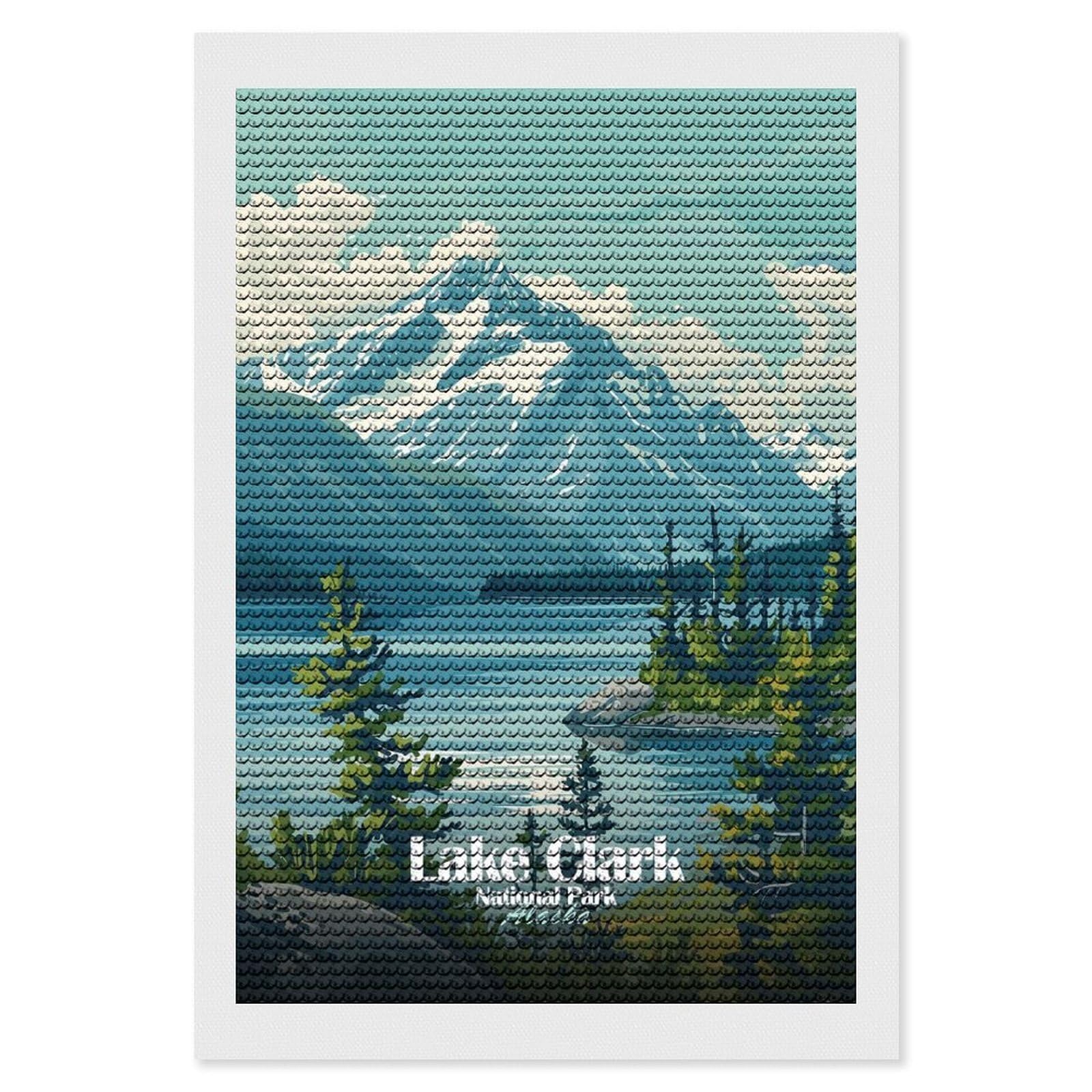 Junmoney Lake Clark National Park, Alaska Diamond Painting Canvas Set 8"x12", with Tool Kit, Easy to Enjoy, Home Wall Decor, Thoughtful Handmade Gift