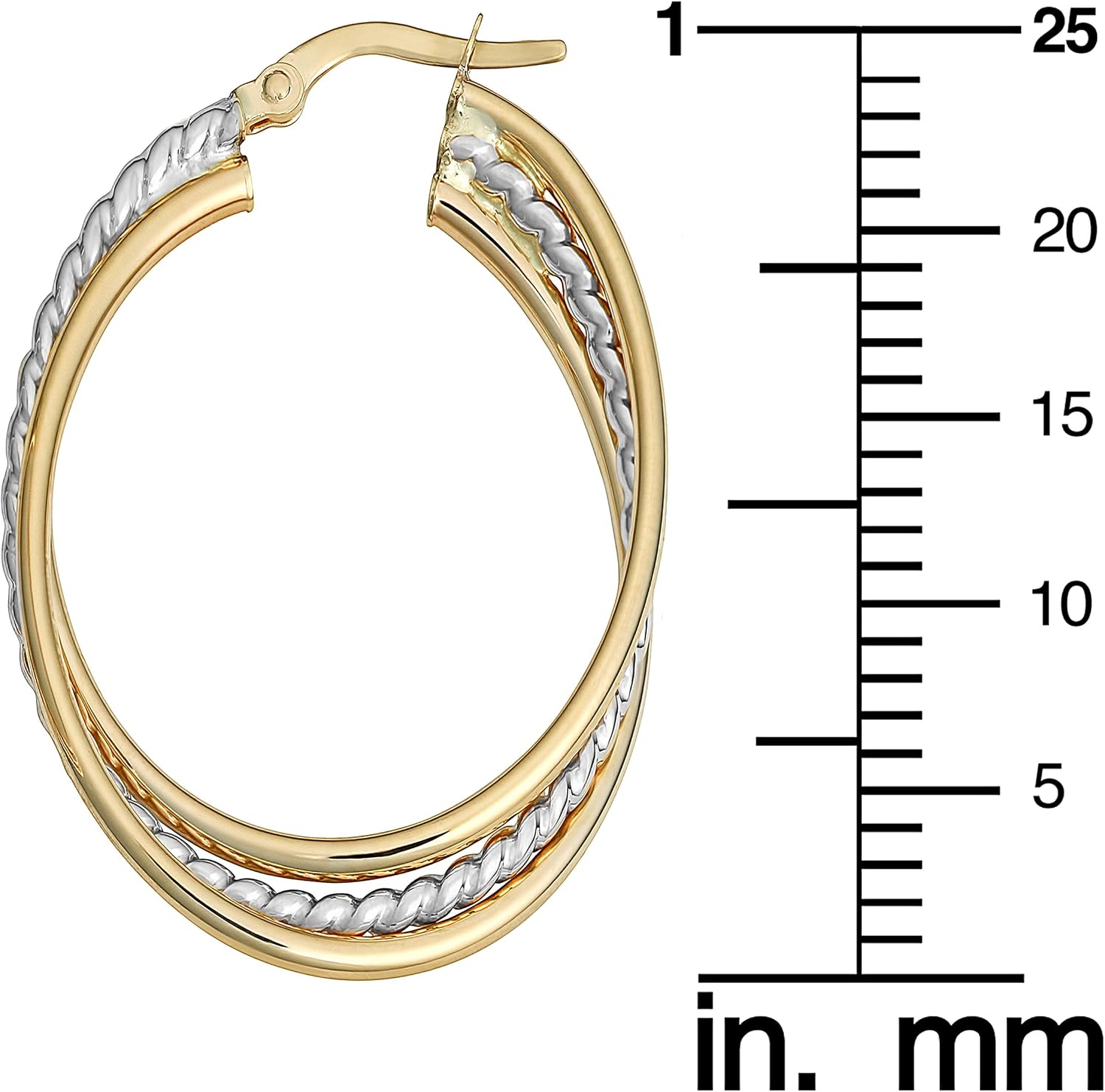 Kooljewelry 10k Two-tone Gold Overlapping Oval Hoop Earrings